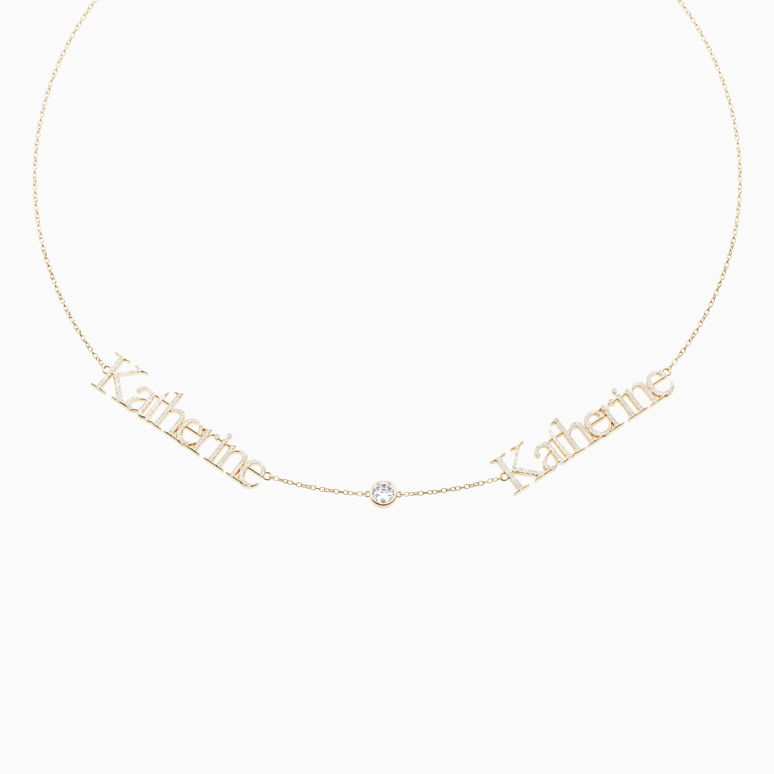 Signature Necklace - Double - Diamond Encrusted - Round Diamond Trinket