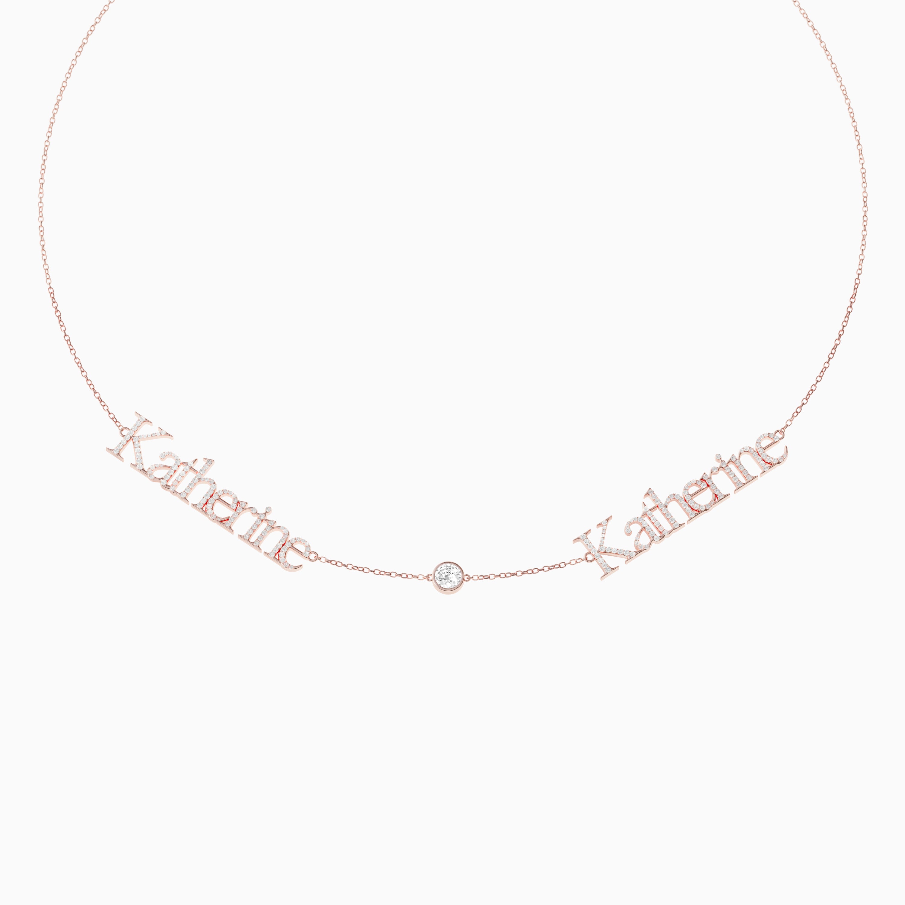 Signature Necklace - Double - Diamond Encrusted - Round Diamond Trinket