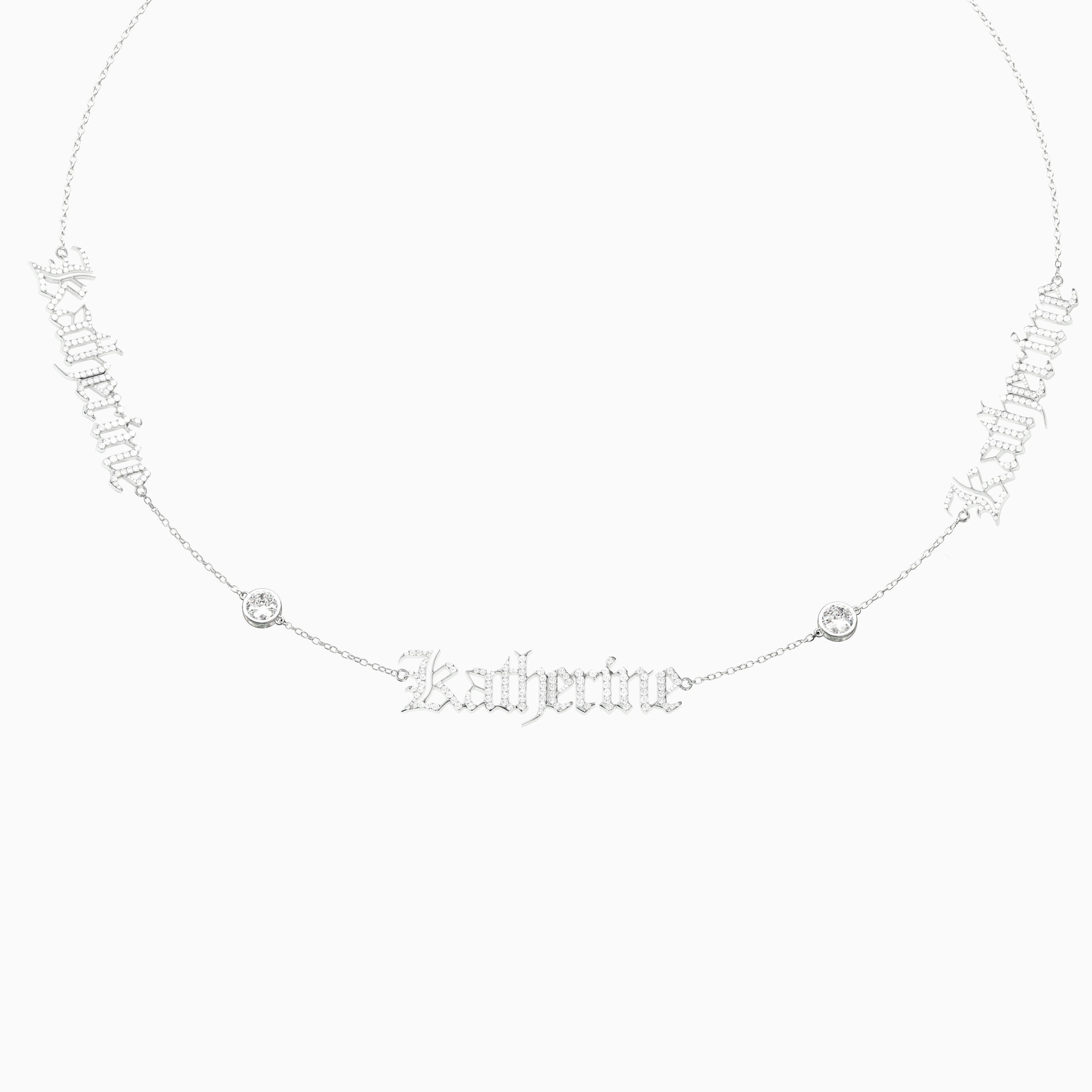 Signature Necklace - Triple - Diamond Encrusted - Round Diamond Trinkets