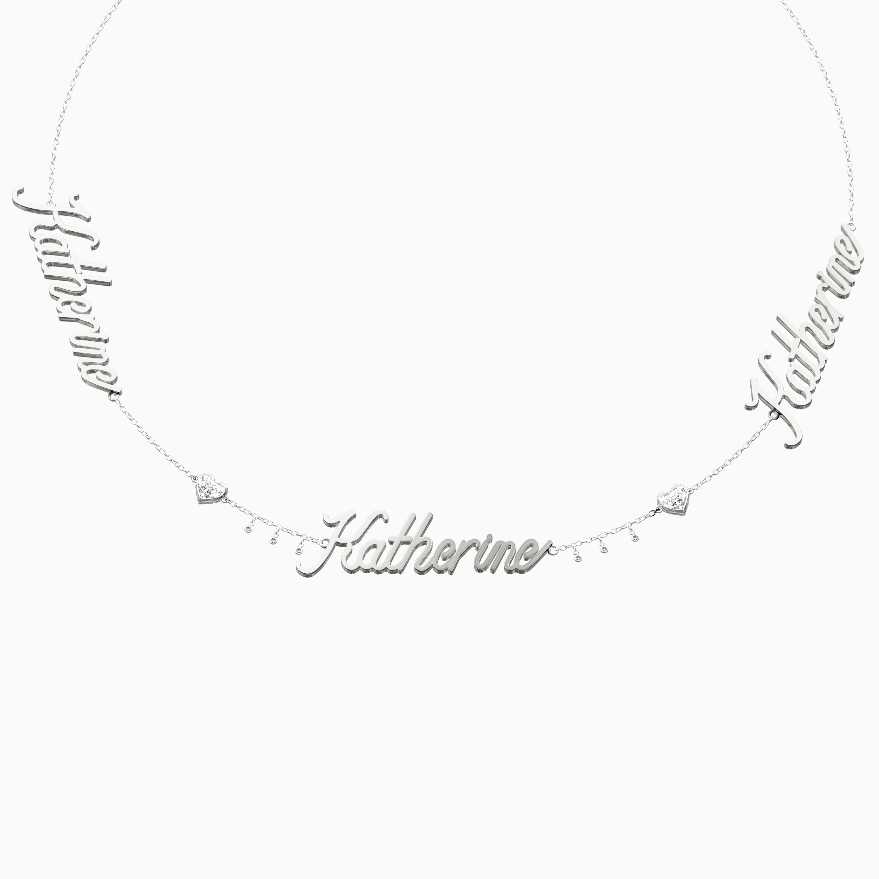 Signature Necklace - Triple - Heart Diamond Trinkets and Diamond Droplets