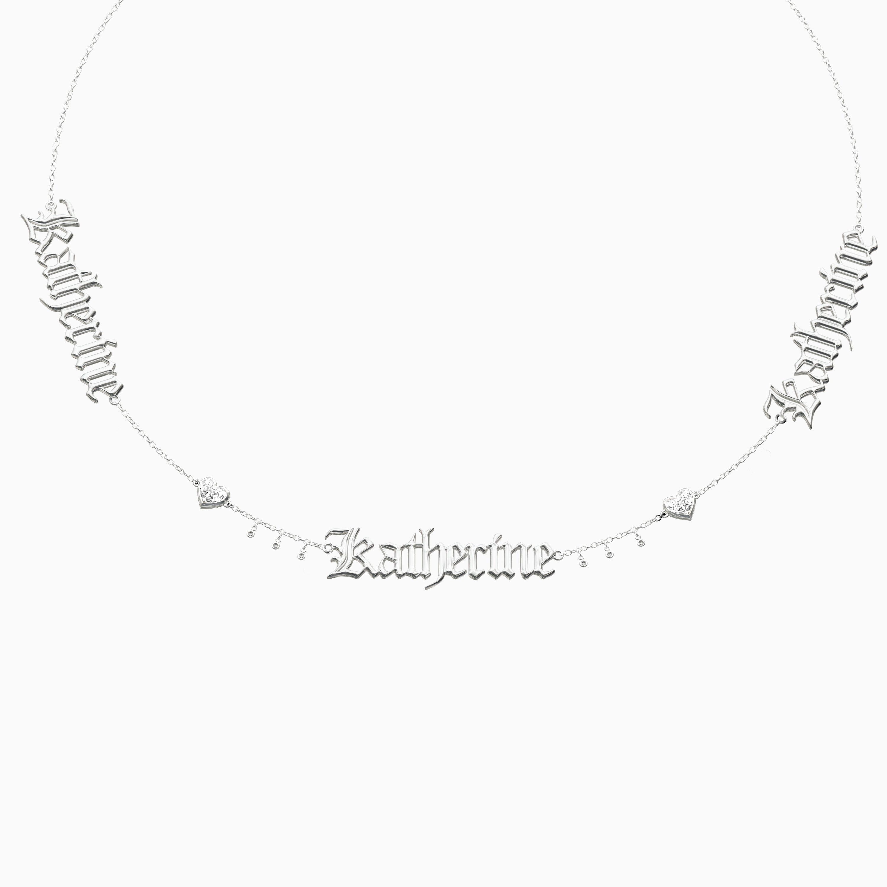 Signature Necklace - Triple - Heart Diamond Trinkets and Diamond Droplets