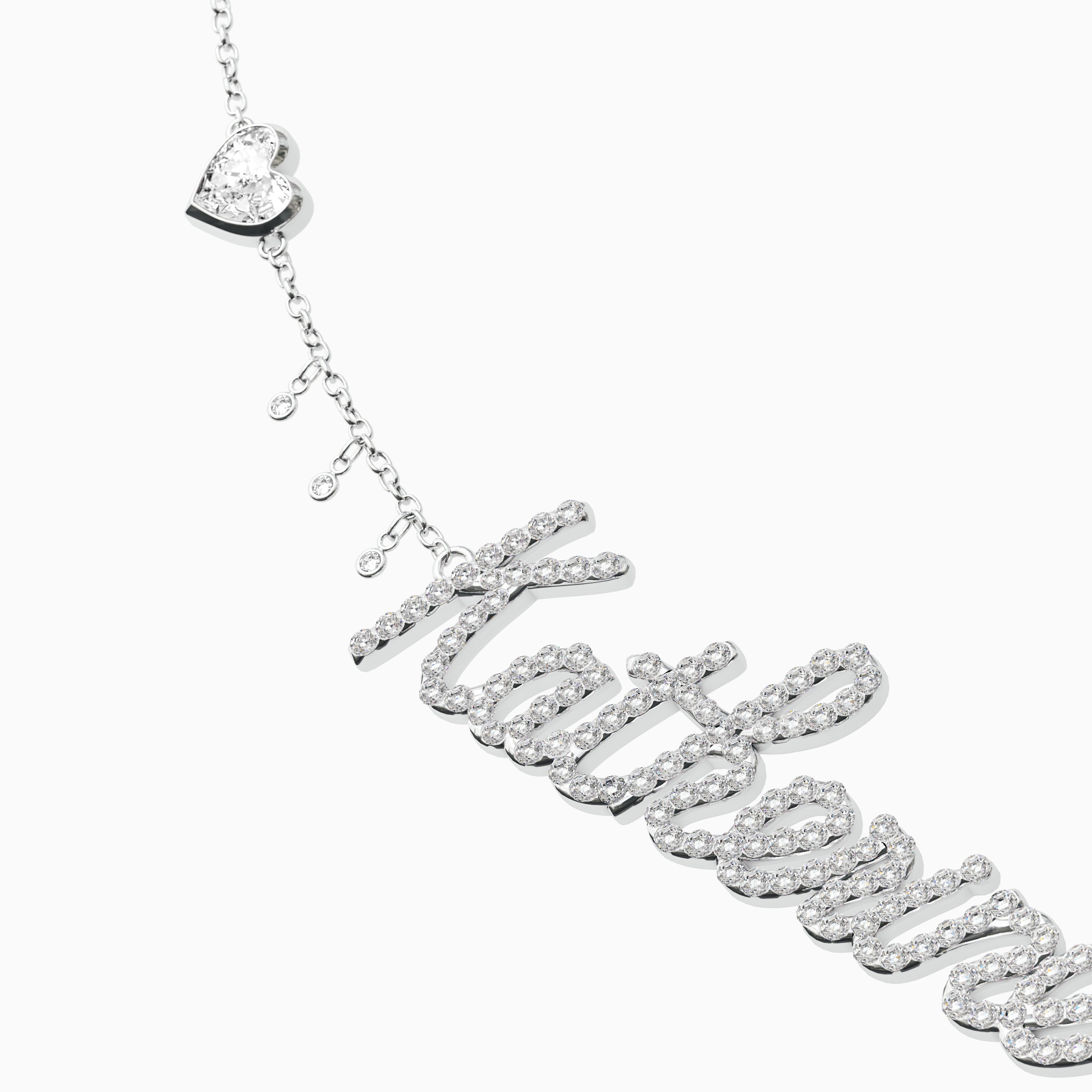 Signature Necklace - Single - Diamond Encrusted - Heart Diamond Trinkets and Diamond Droplets