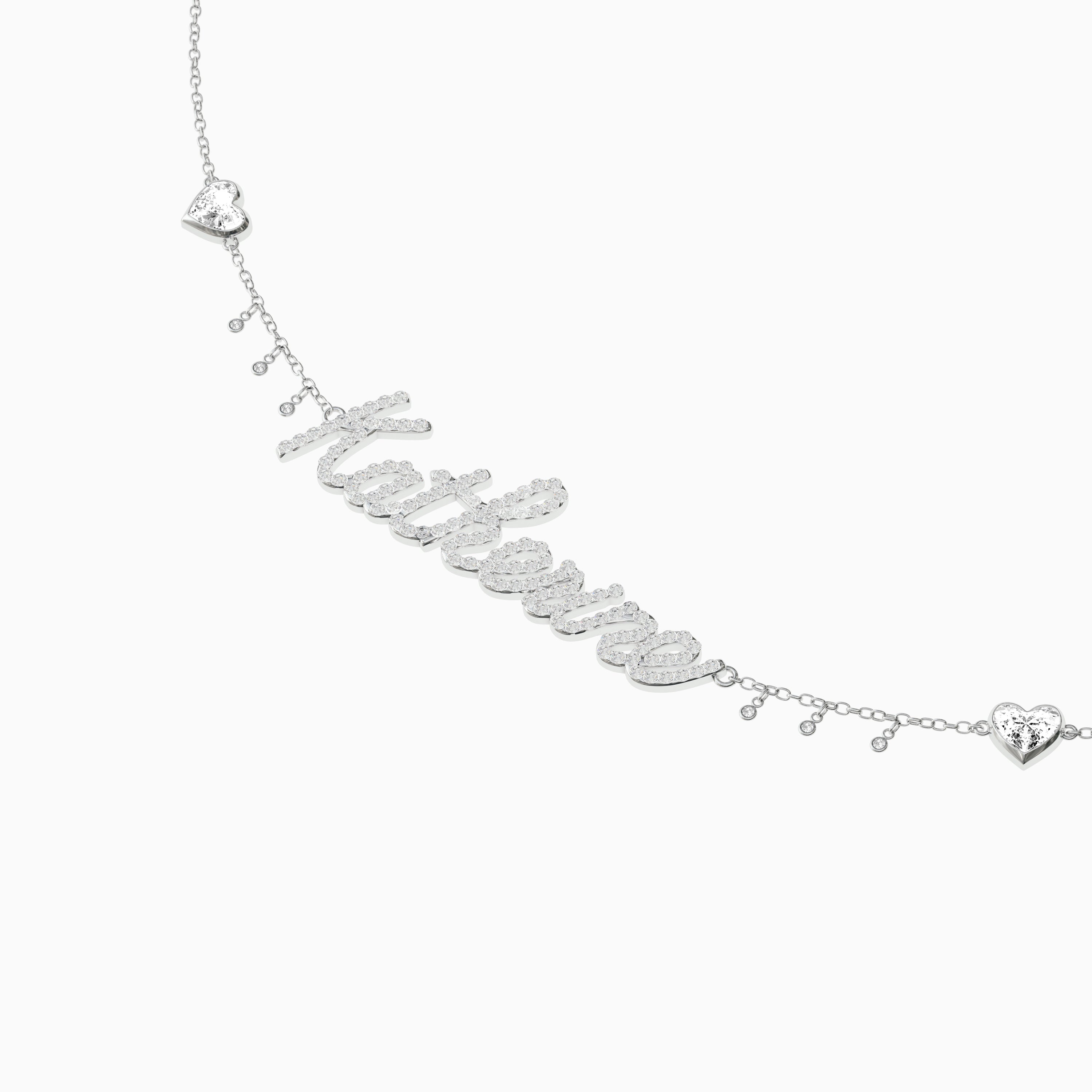 Signature Necklace - Single - Diamond Encrusted - Heart Diamond Trinkets and Diamond Droplets