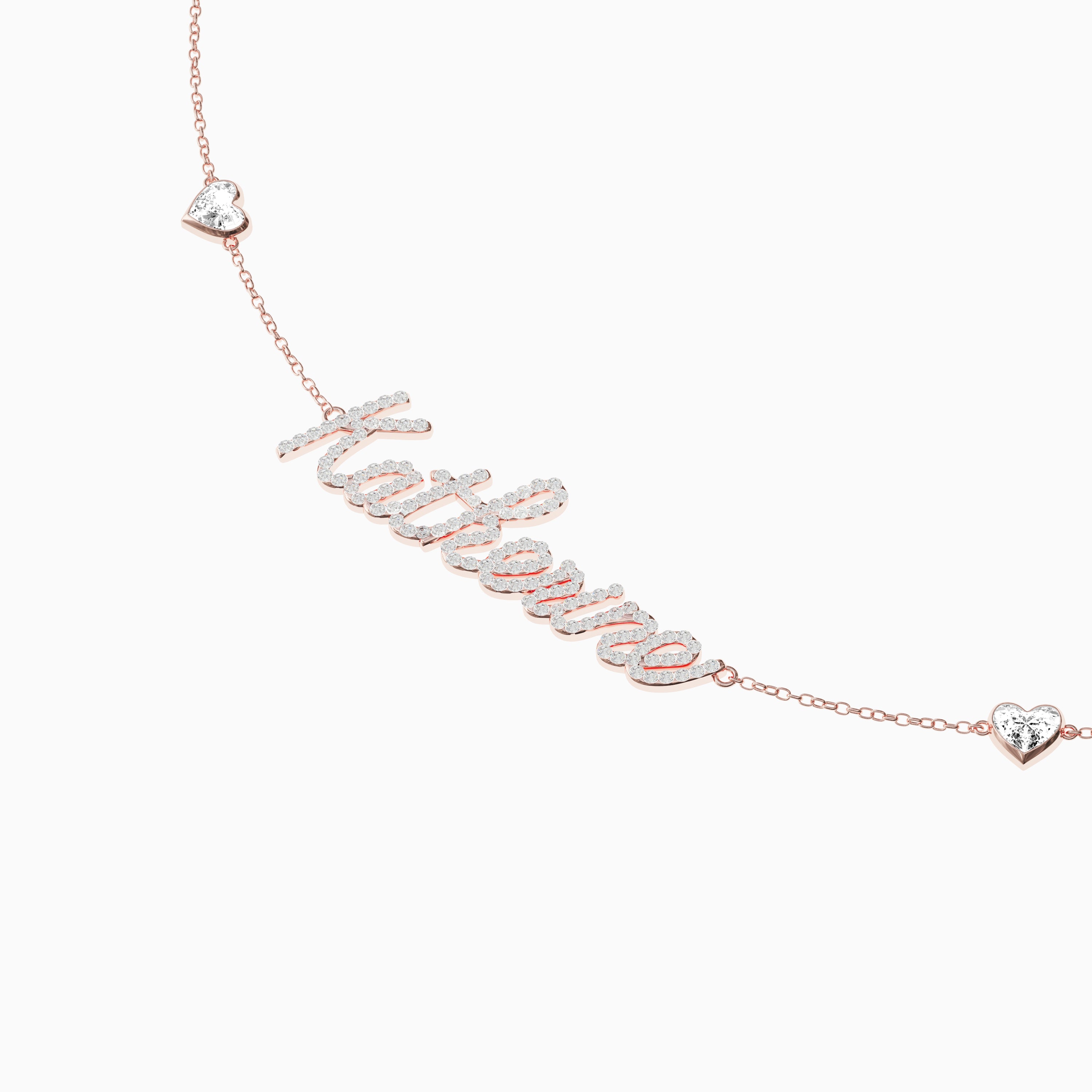 Signature Necklace - Triple - Diamond Encrusted - Heart Diamond Trinkets