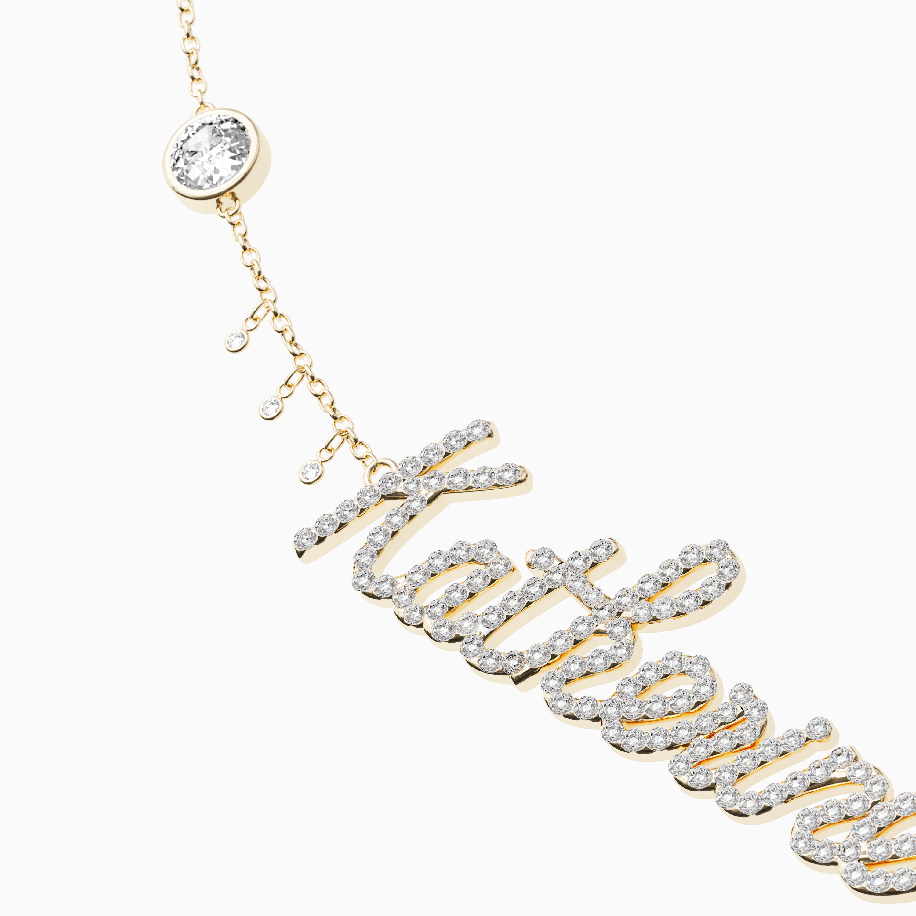 Signature Necklace - Single - Diamond Encrusted - Round Diamond Trinkets and Diamond Droplets