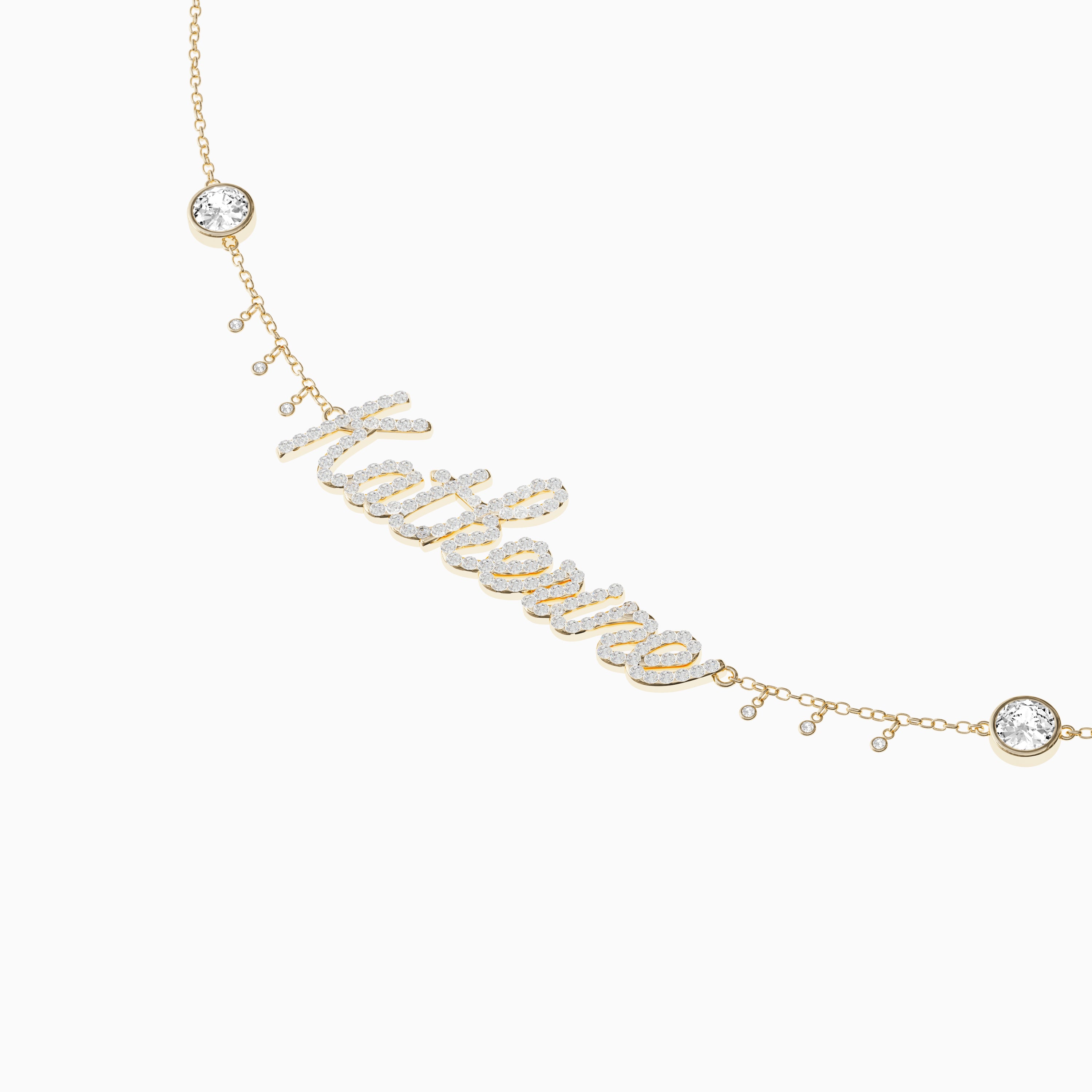 Signature Necklace - Single - Diamond Encrusted - Round Diamond Trinkets and Diamond Droplets