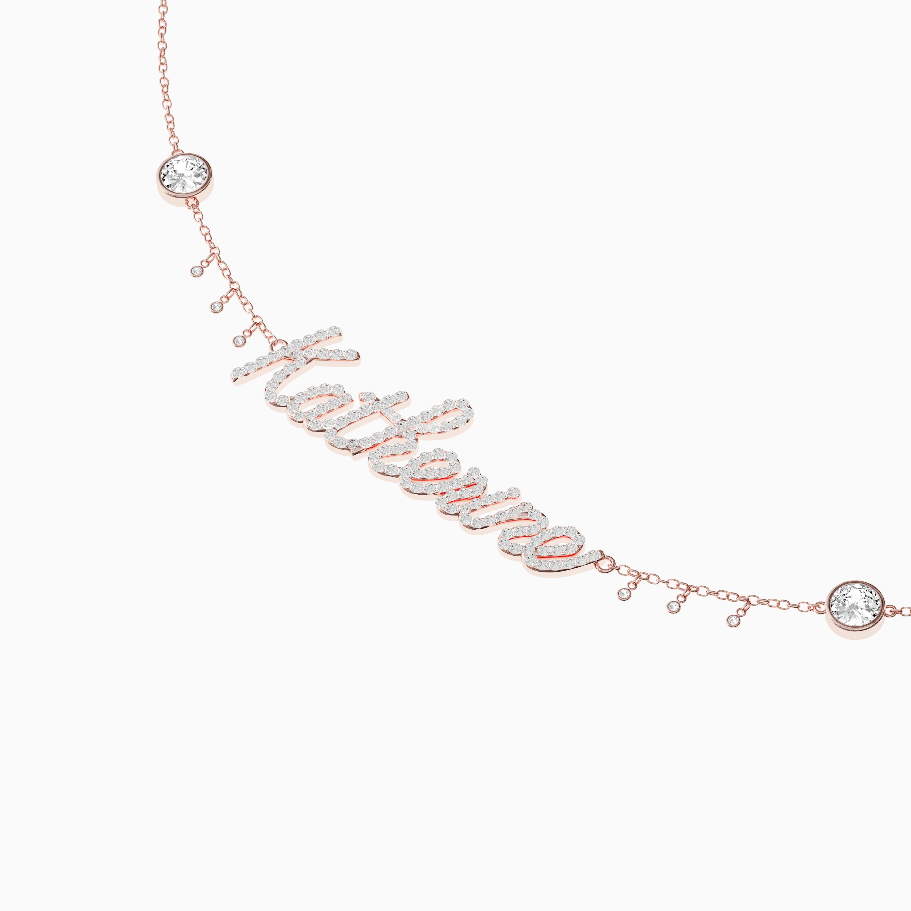 Signature Necklace - Triple - Diamond Encrusted - Round Diamond Trinkets and Diamond Droplets