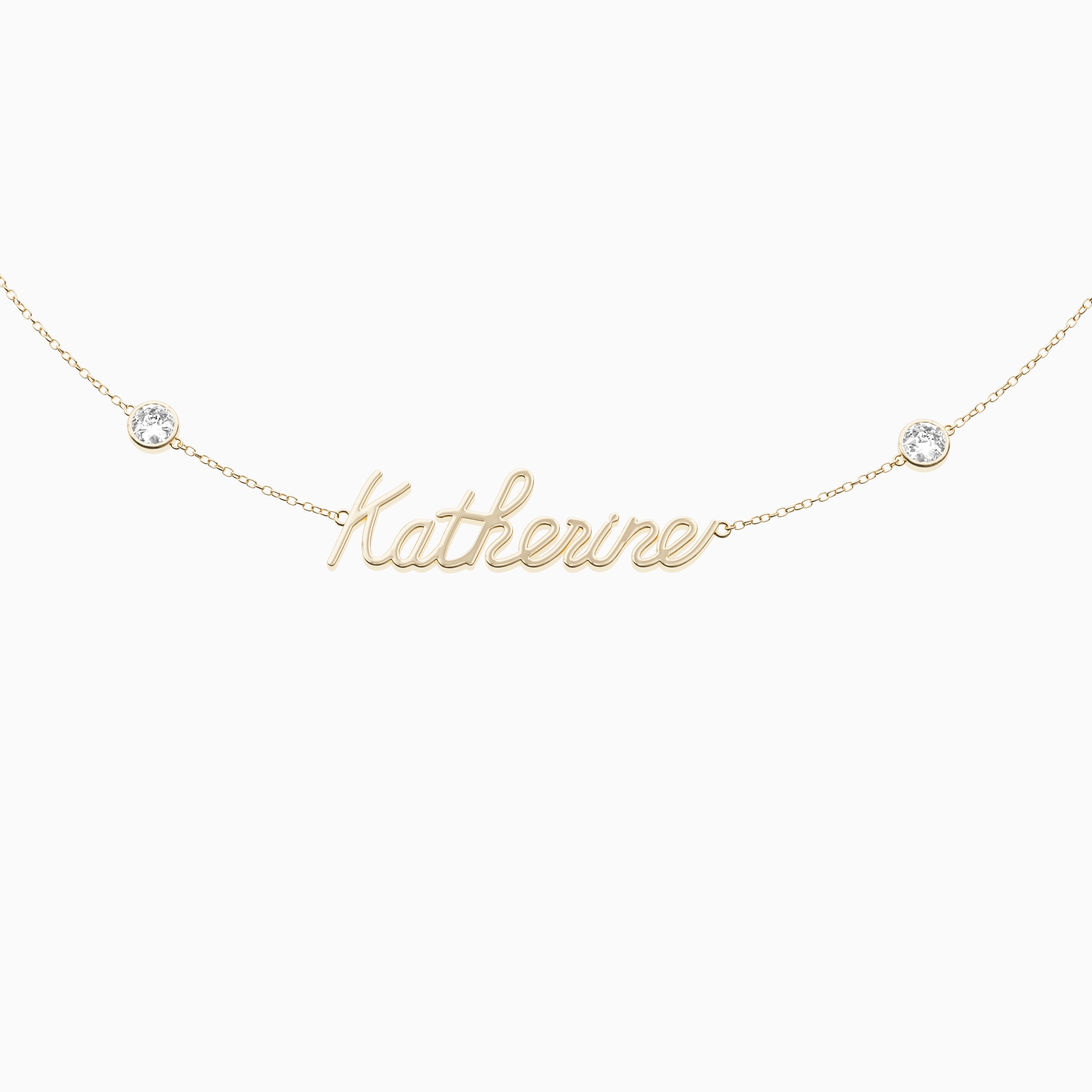 Signature Necklace - Single Name - Round Diamond Trinkets