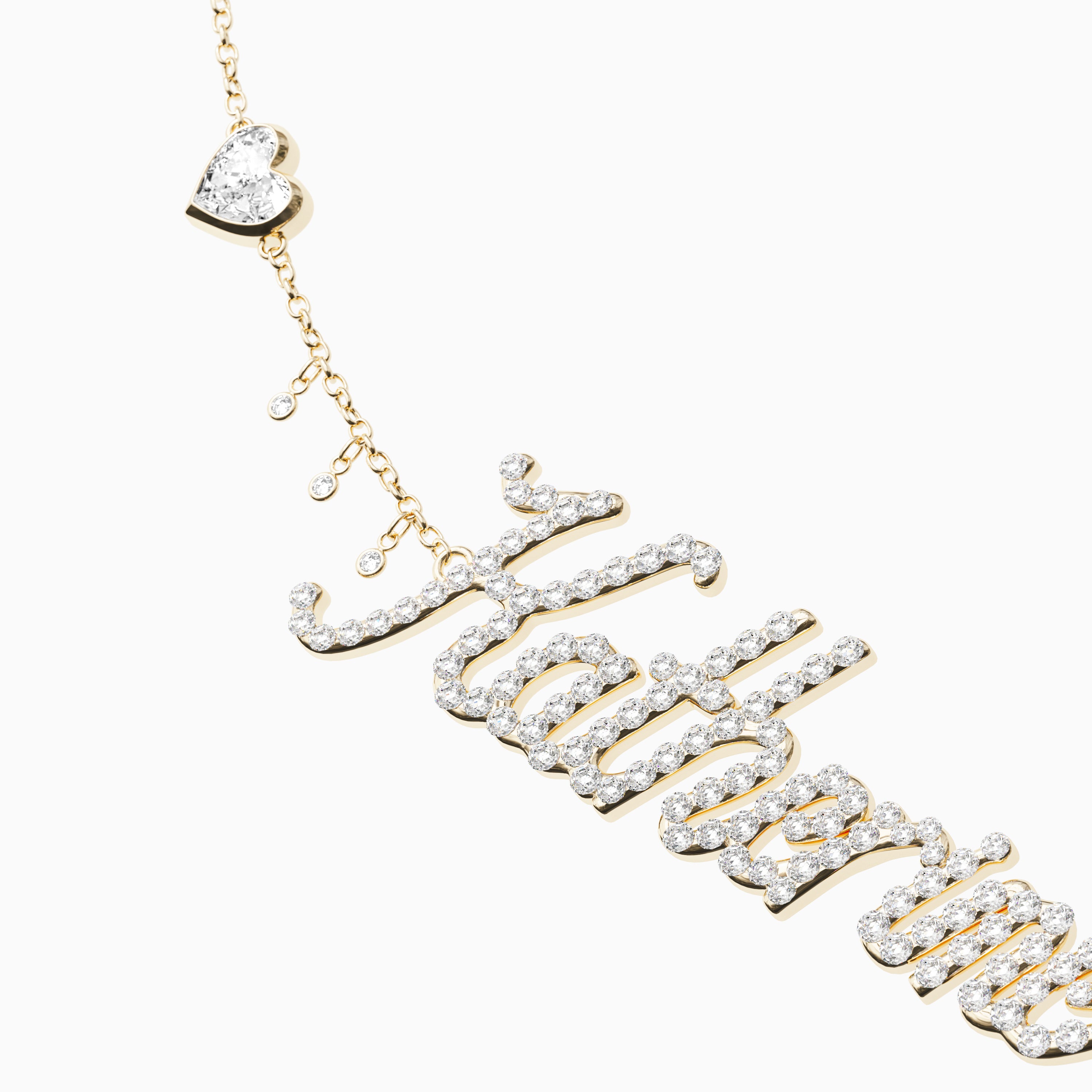 Signature Necklace - Triple - Diamond Encrusted - Heart Diamond Trinkets and Diamond Droplets