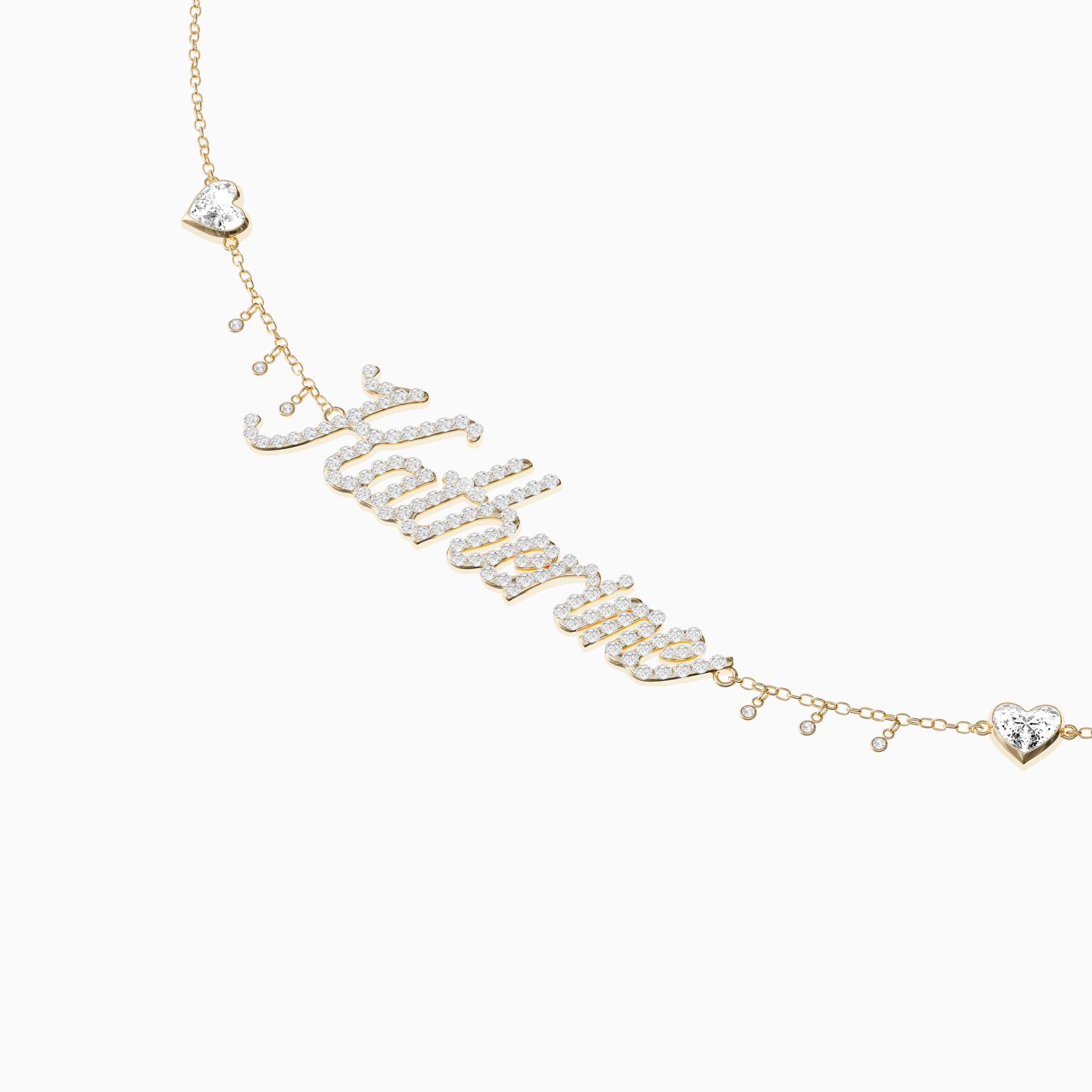 Signature Necklace - Single - Diamond Encrusted - Heart Diamond Trinkets and Diamond Droplets