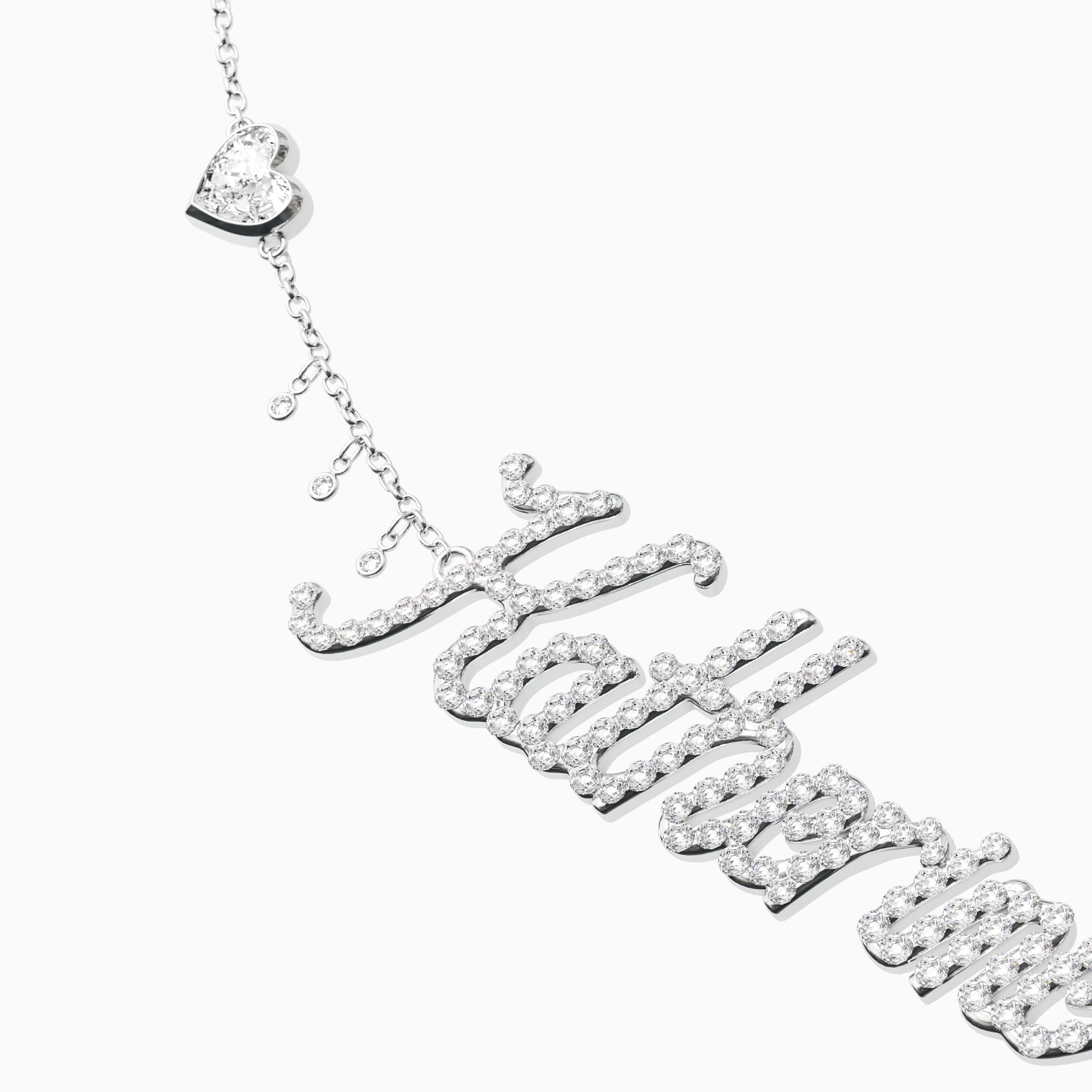 Signature Necklace - Single - Diamond Encrusted - Heart Diamond Trinkets and Diamond Droplets