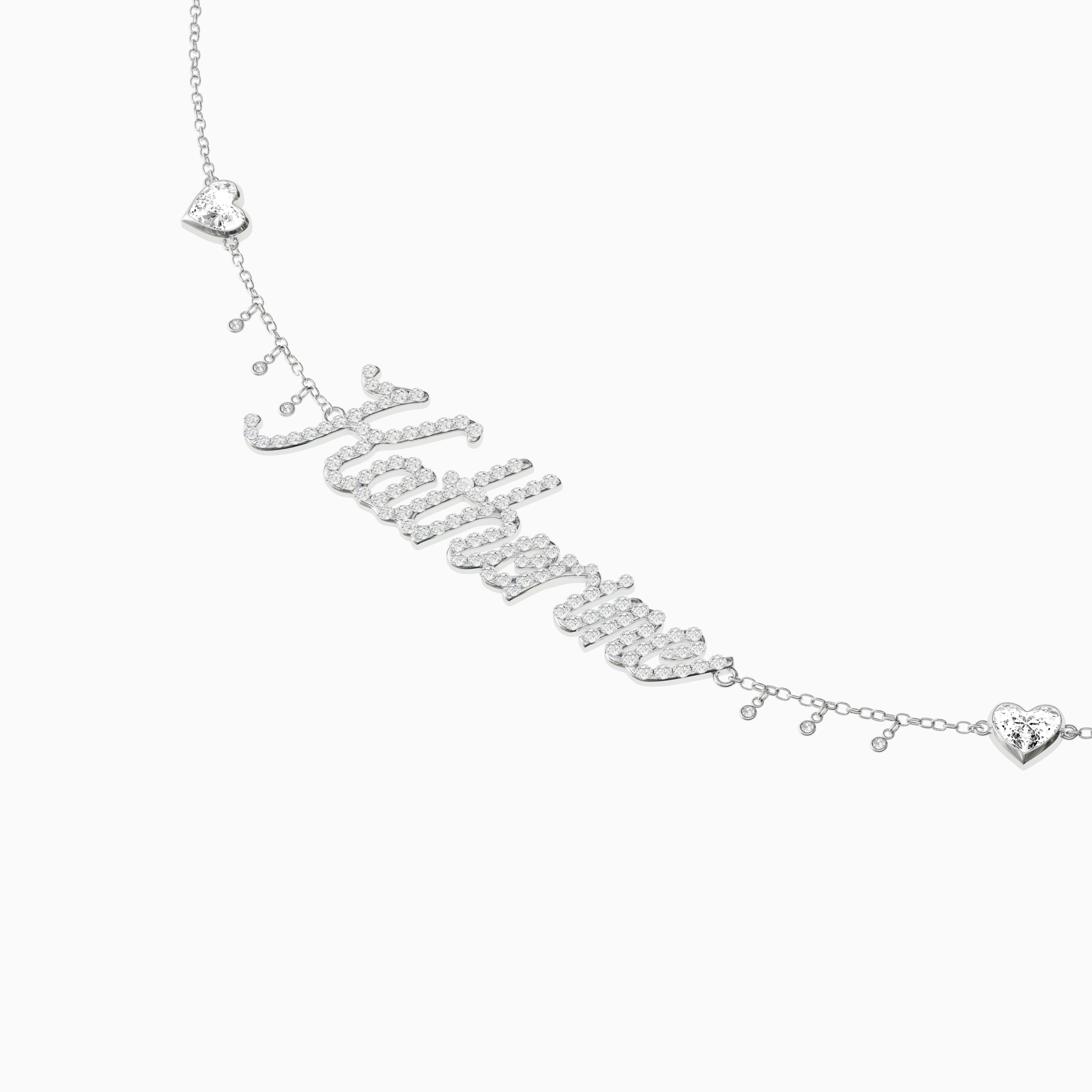 Signature Necklace - Single - Diamond Encrusted - Heart Diamond Trinkets and Diamond Droplets