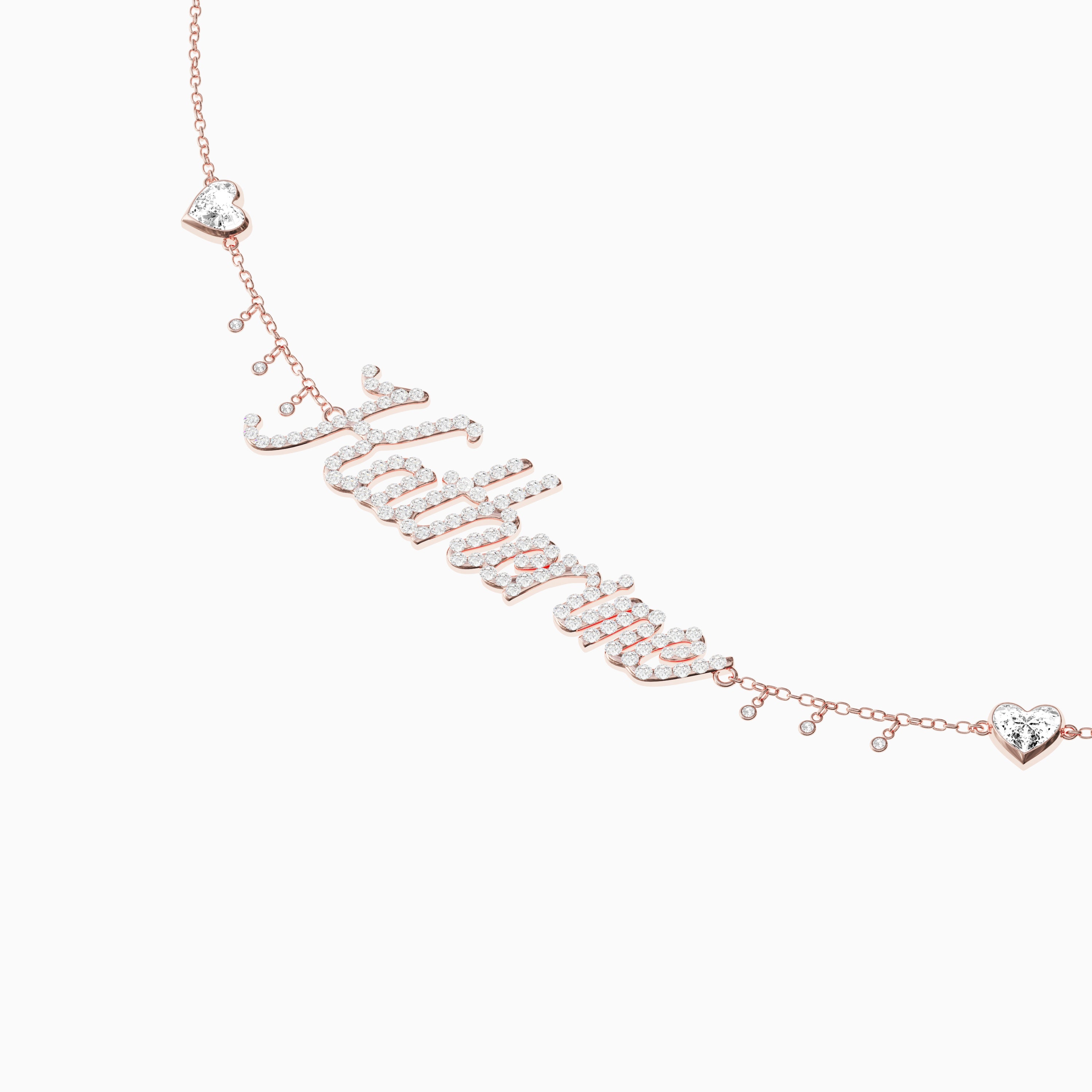 Signature Necklace - Single - Diamond Encrusted - Heart Diamond Trinkets and Diamond Droplets