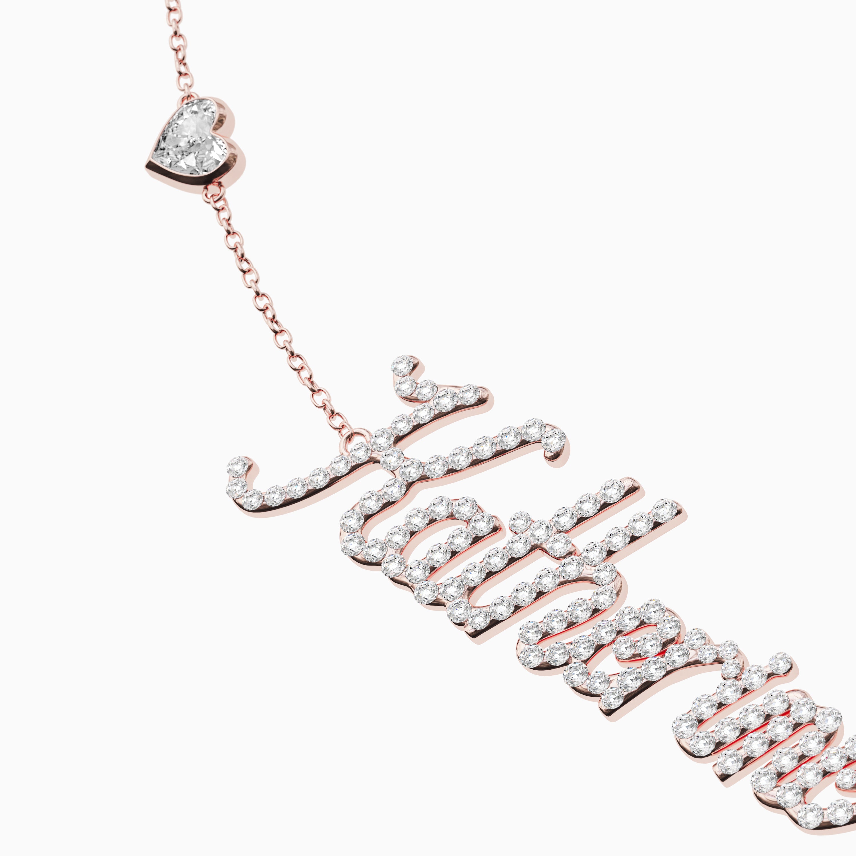 Signature Necklace - Double - Diamond Encrusted - Heart Diamond Trinket