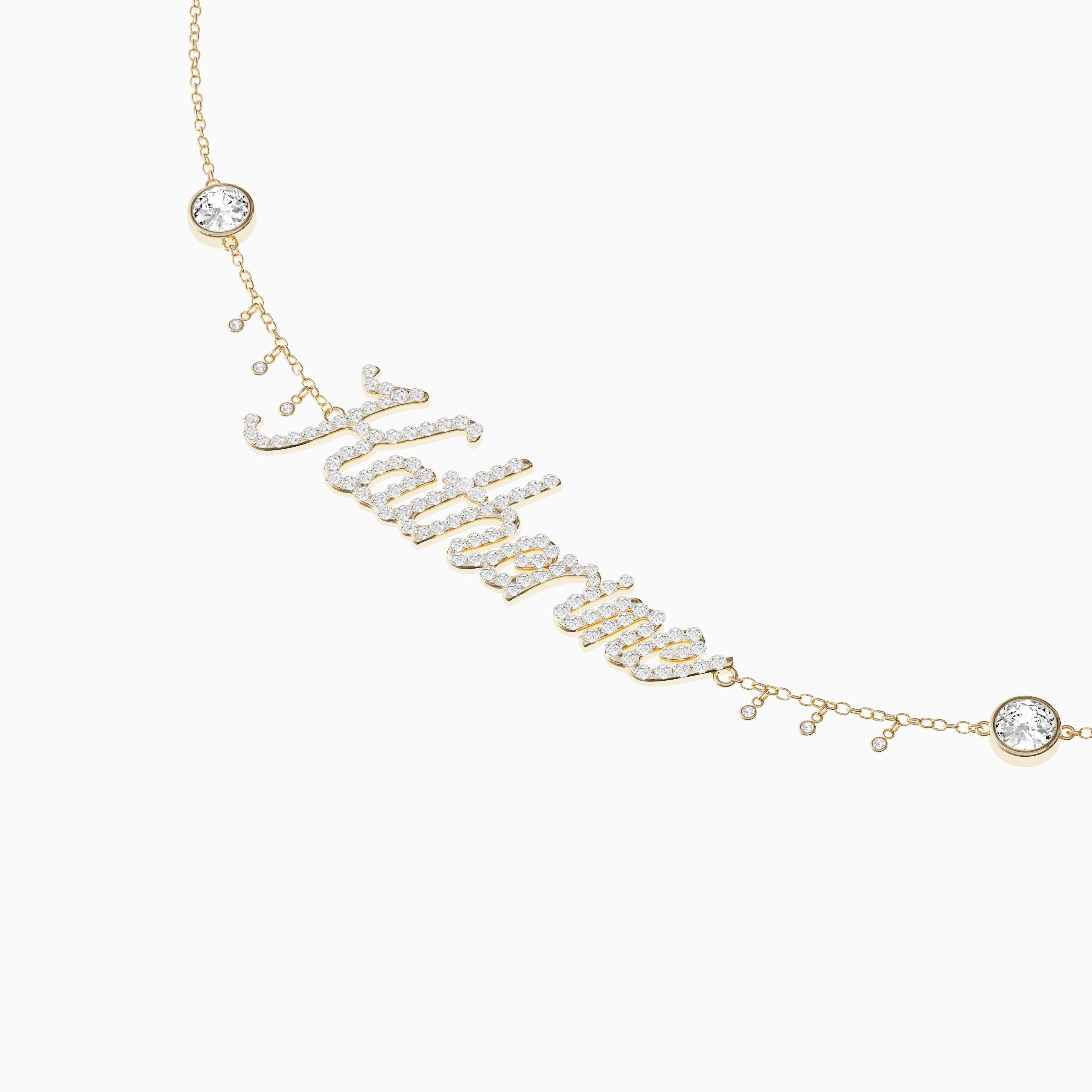 Signature Necklace - Triple - Diamond Encrusted - Round Diamond Trinkets and Diamond Droplets