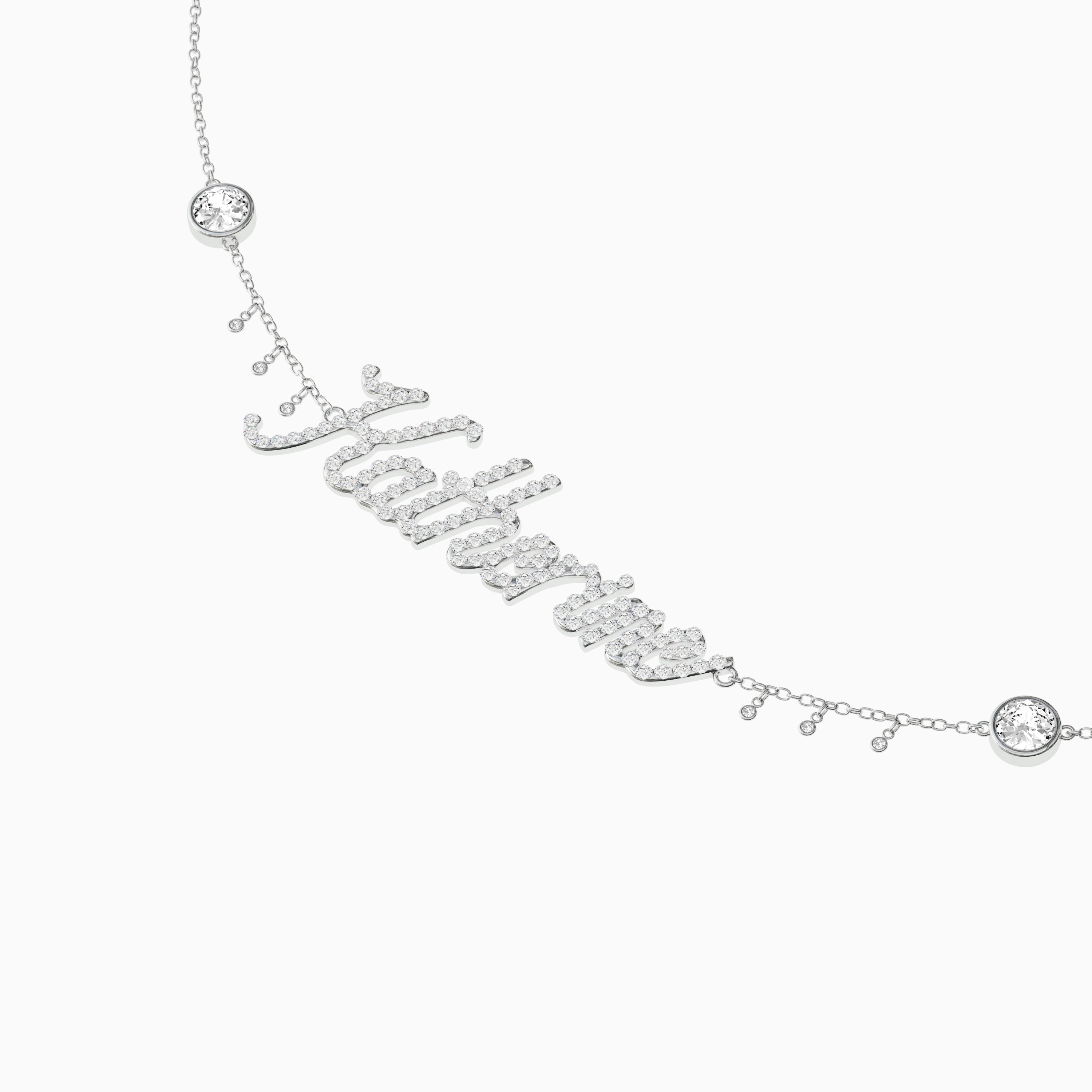 Signature Necklace - Single - Diamond Encrusted - Round Diamond Trinkets and Diamond Droplets