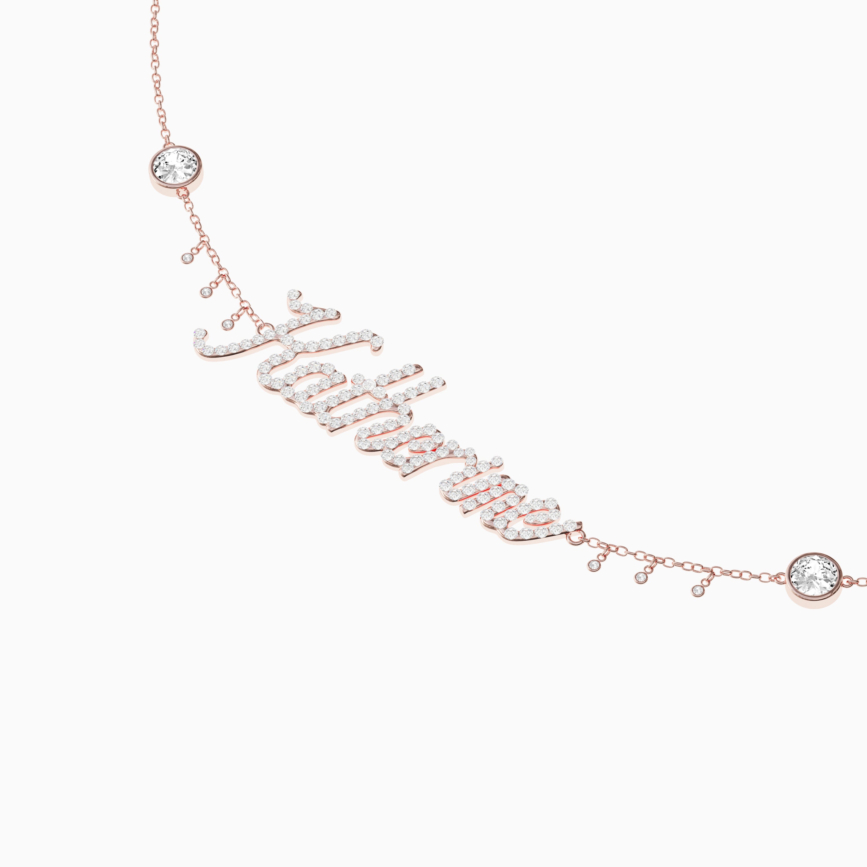 Signature Necklace - Single - Diamond Encrusted - Round Diamond Trinkets and Diamond Droplets