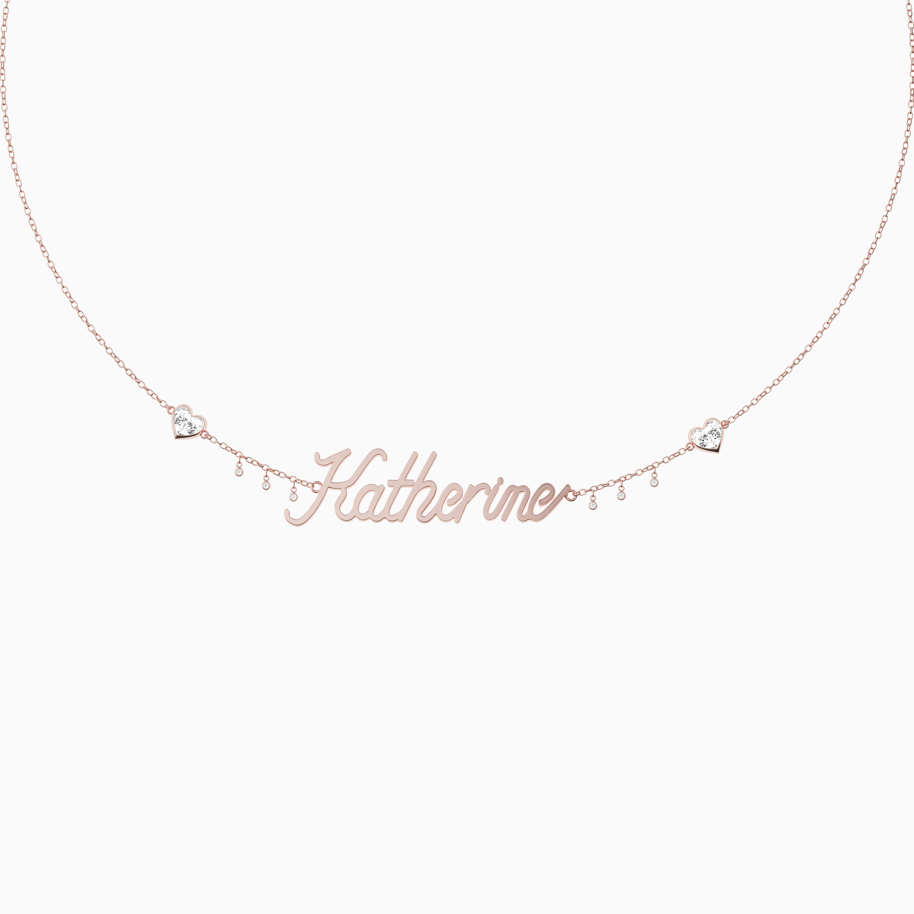 Signature Necklace - Single - Heart Diamond Trinkets and Diamond Droplets