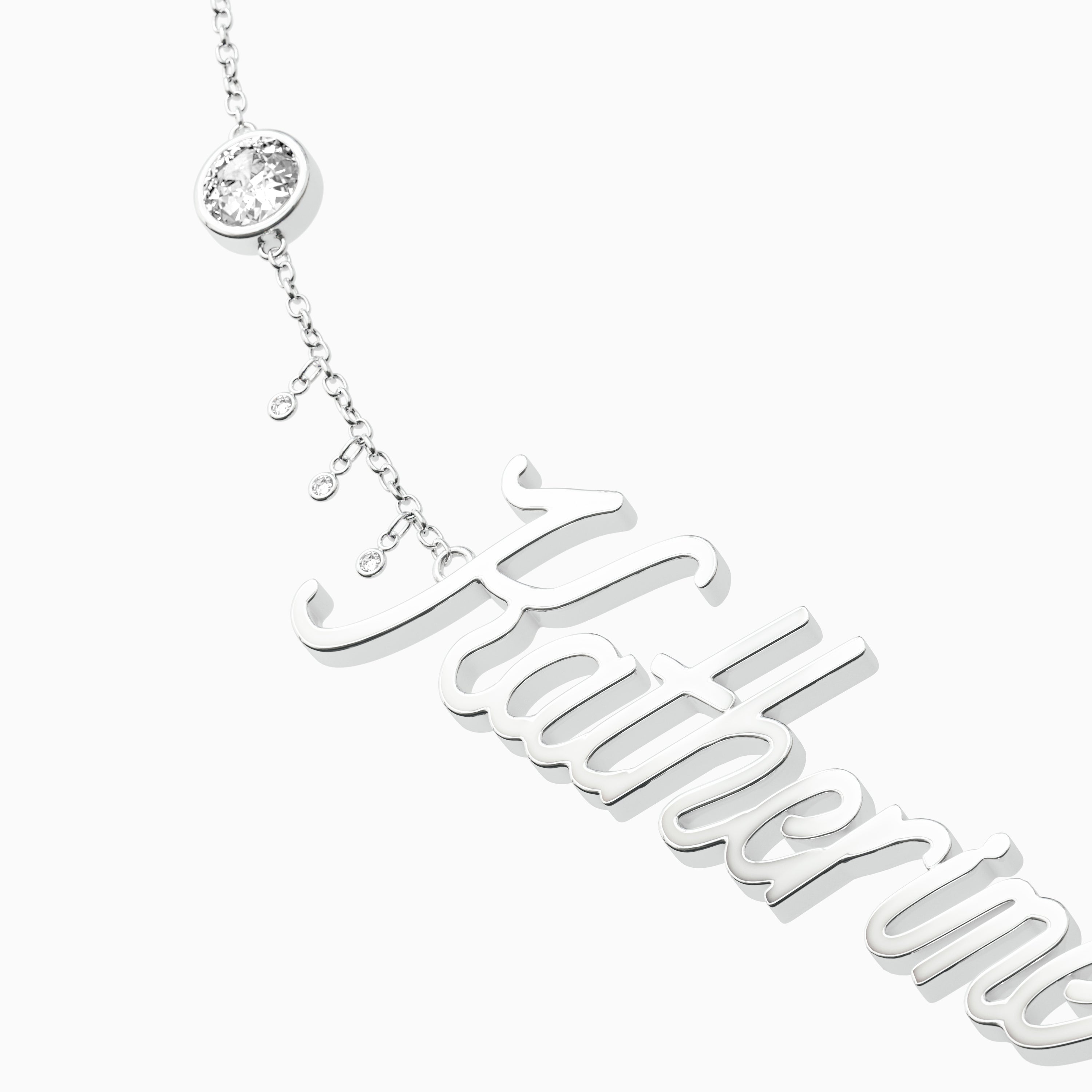 Signature Necklace - Single Name - Round Diamond Trinkets and Diamond Droplets