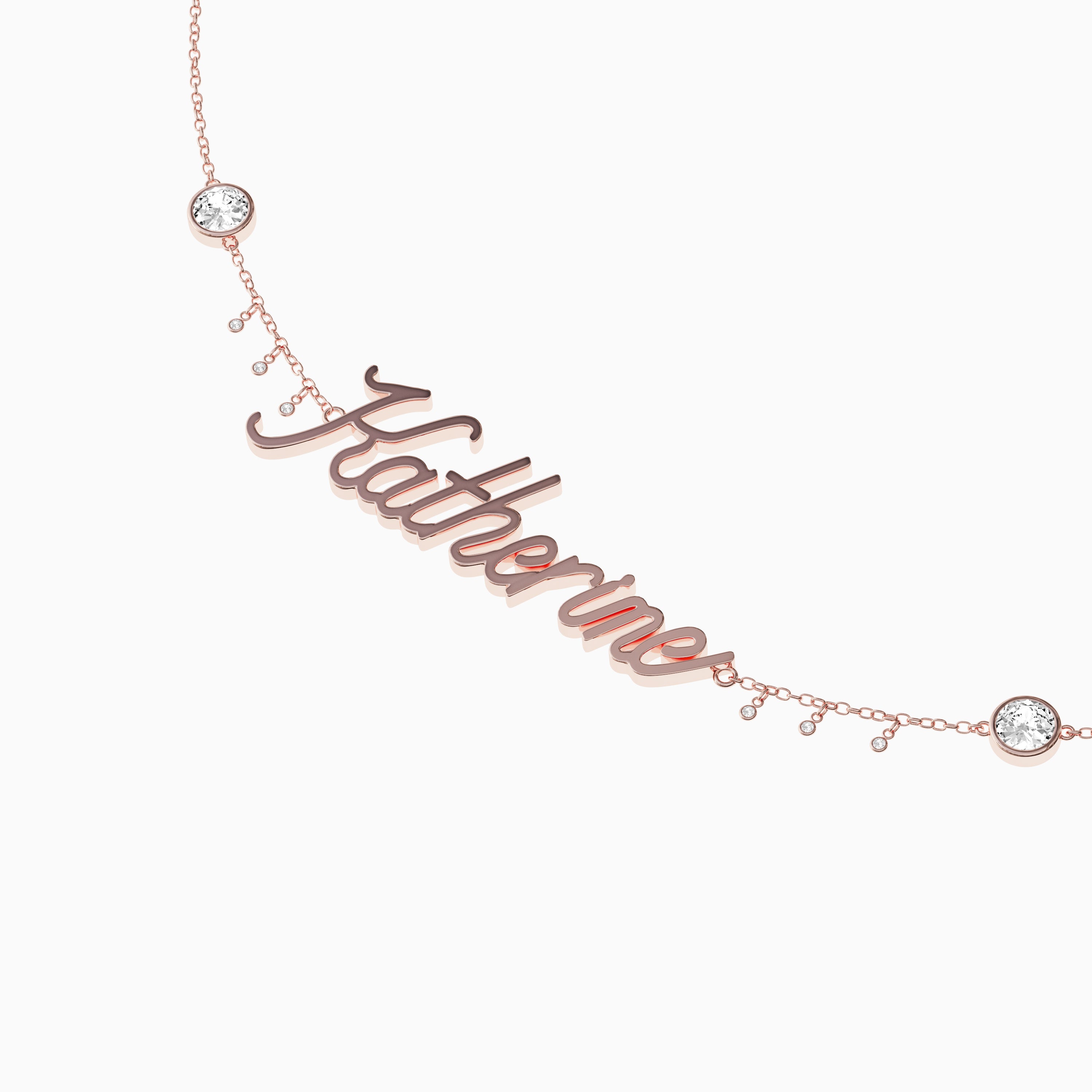 Signature Necklace - Triple - Round Diamond Trinkets and Diamond Droplets