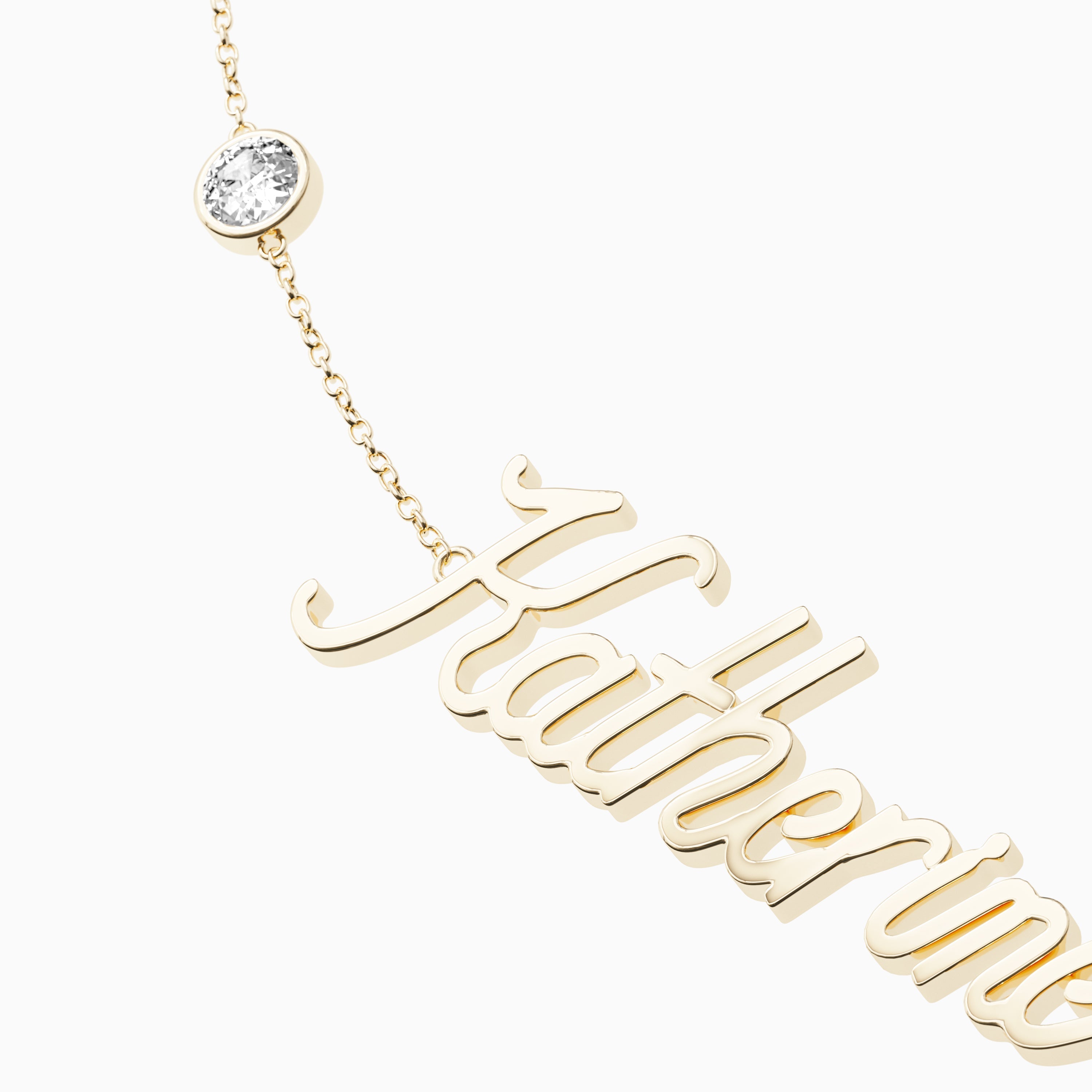 Signature Necklace - Single Name - Round Diamond Trinkets