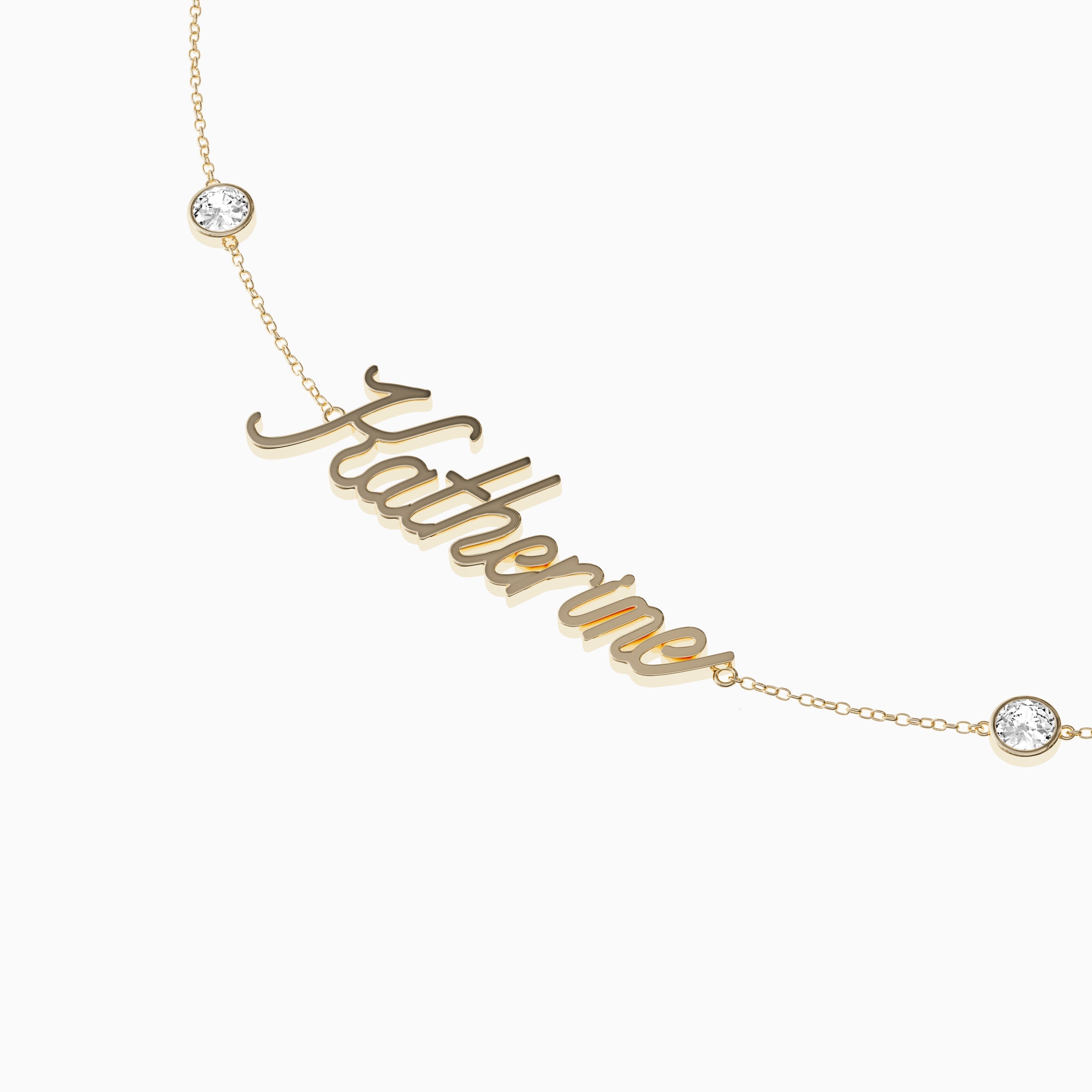 Signature Necklace - Single Name - Round Diamond Trinkets