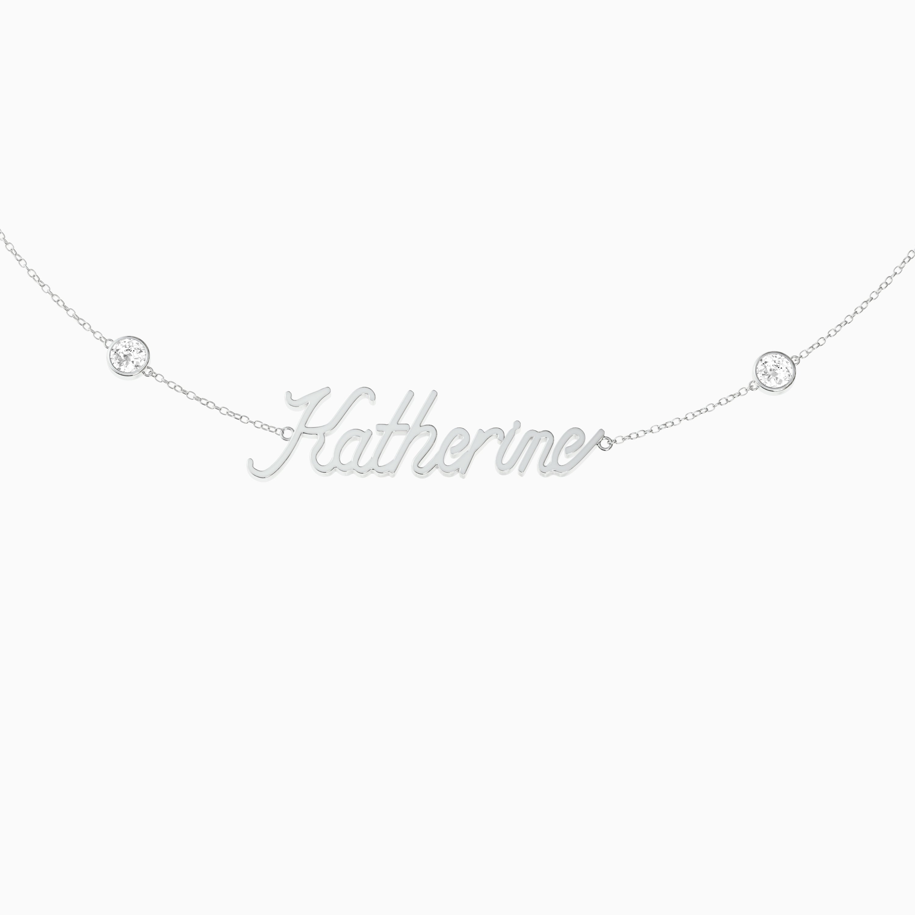 Signature Necklace - Single Name - Round Diamond Trinkets