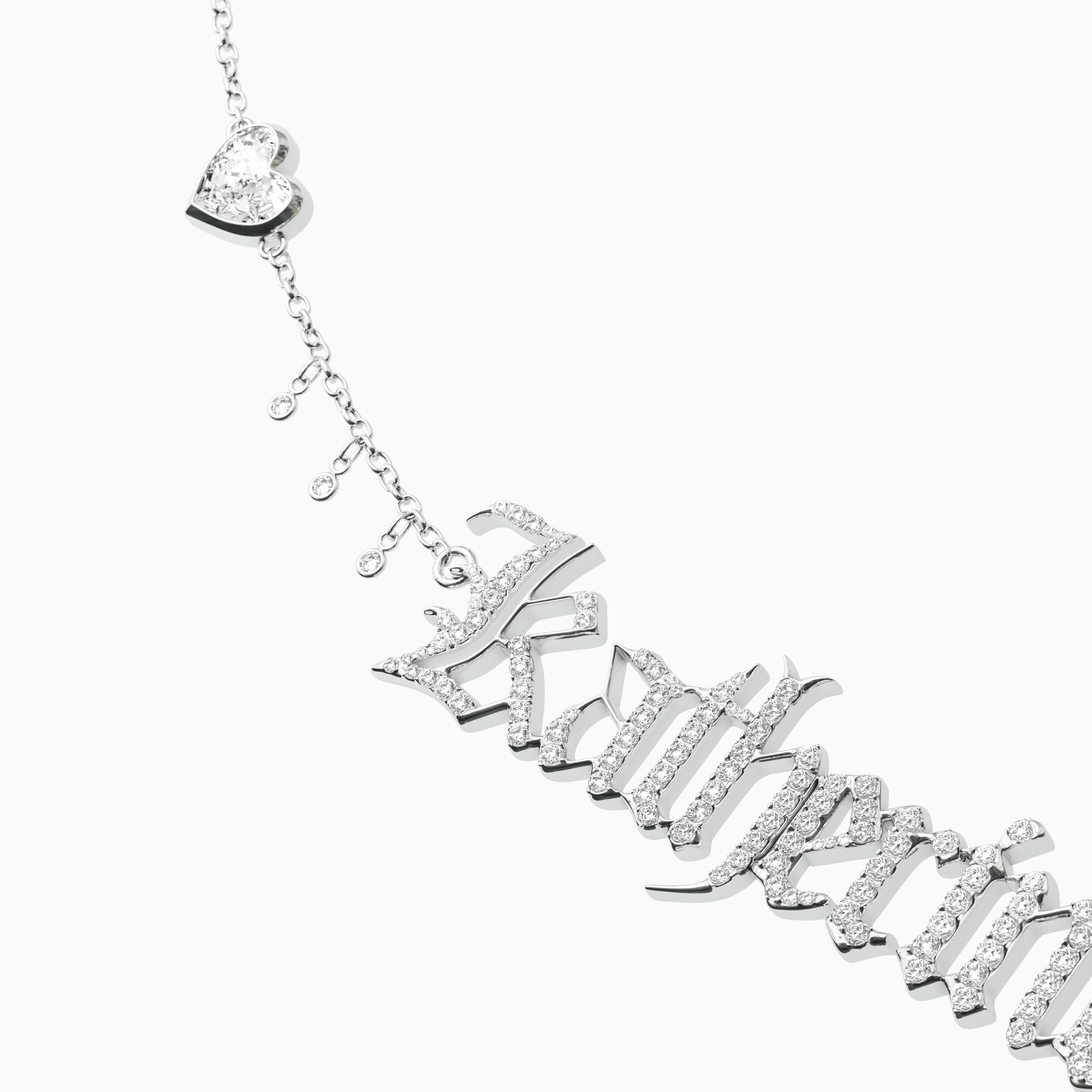 Signature Necklace - Single - Diamond Encrusted - Heart Diamond Trinkets and Diamond Droplets