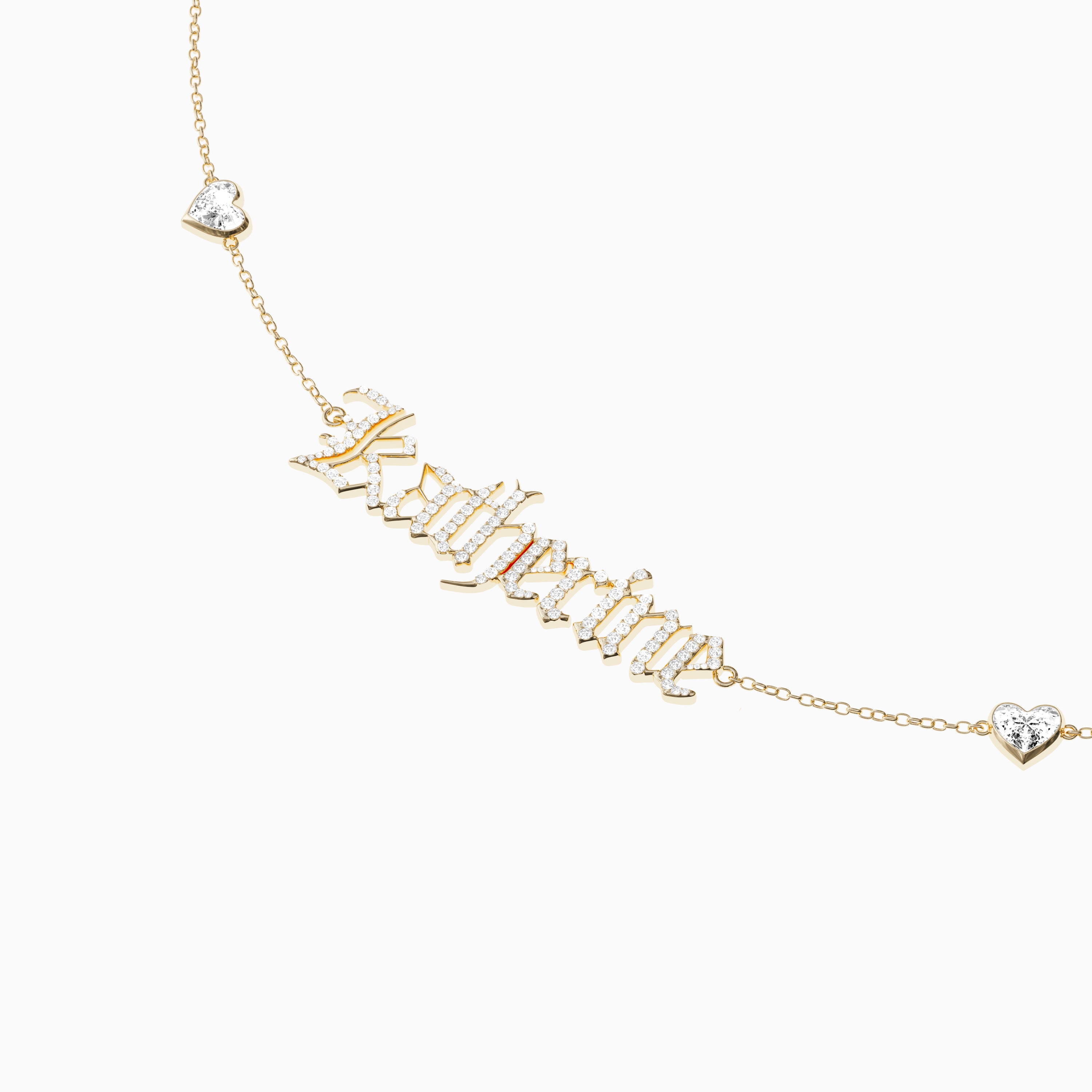 Signature Necklace - Triple - Diamond Encrusted - Heart Diamond Trinkets