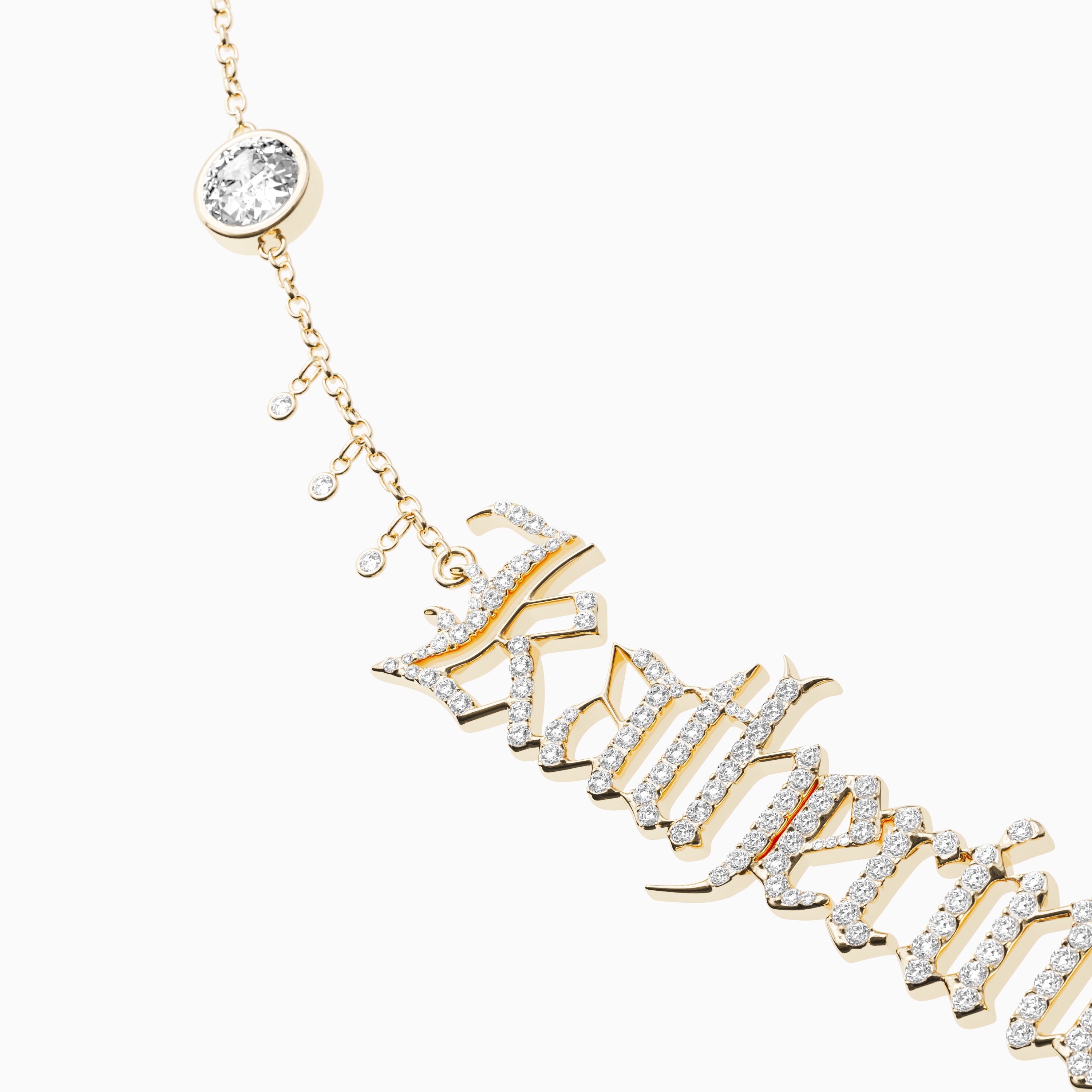 Signature Necklace - Single - Diamond Encrusted - Round Diamond Trinkets and Diamond Droplets