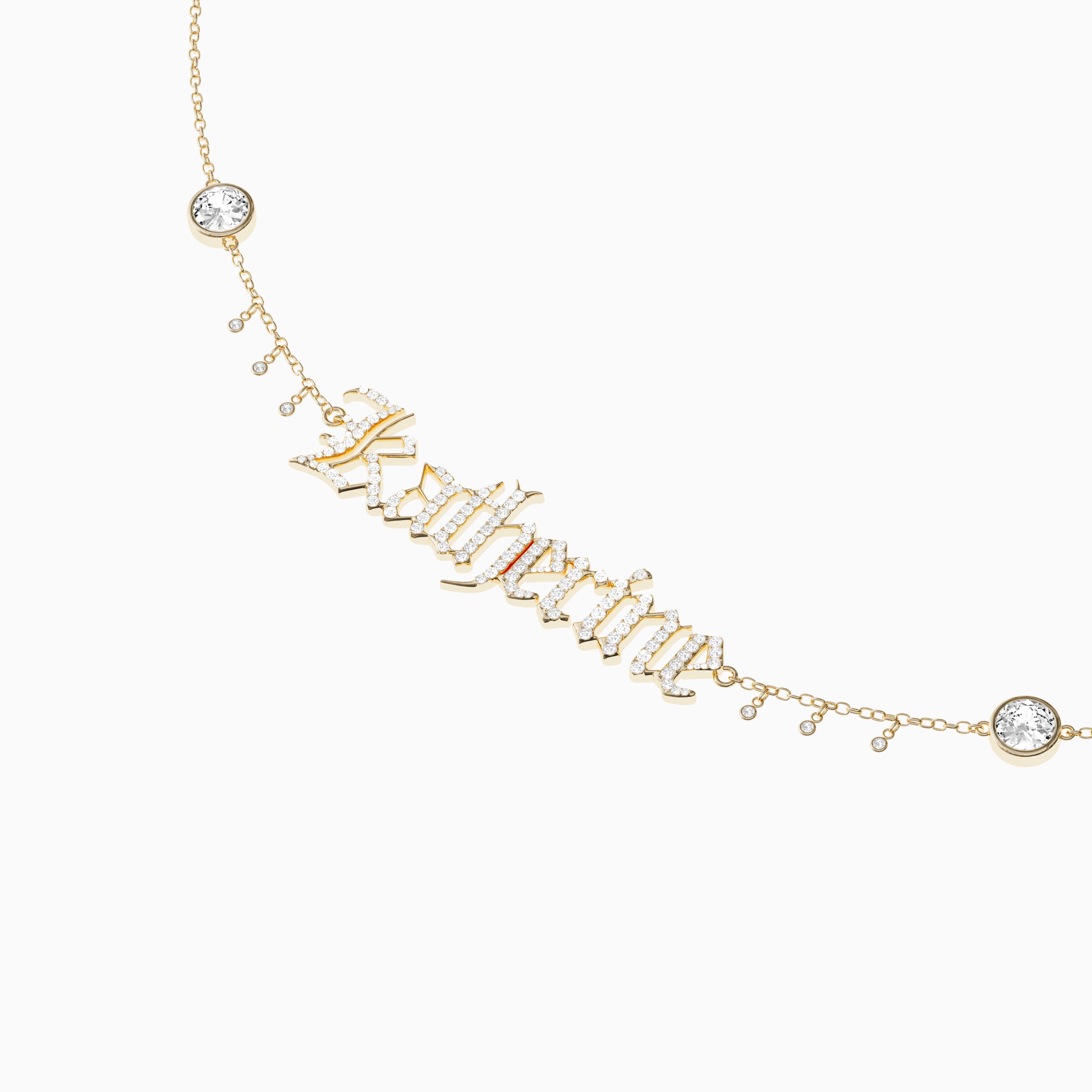 Signature Necklace - Single - Diamond Encrusted - Round Diamond Trinkets and Diamond Droplets