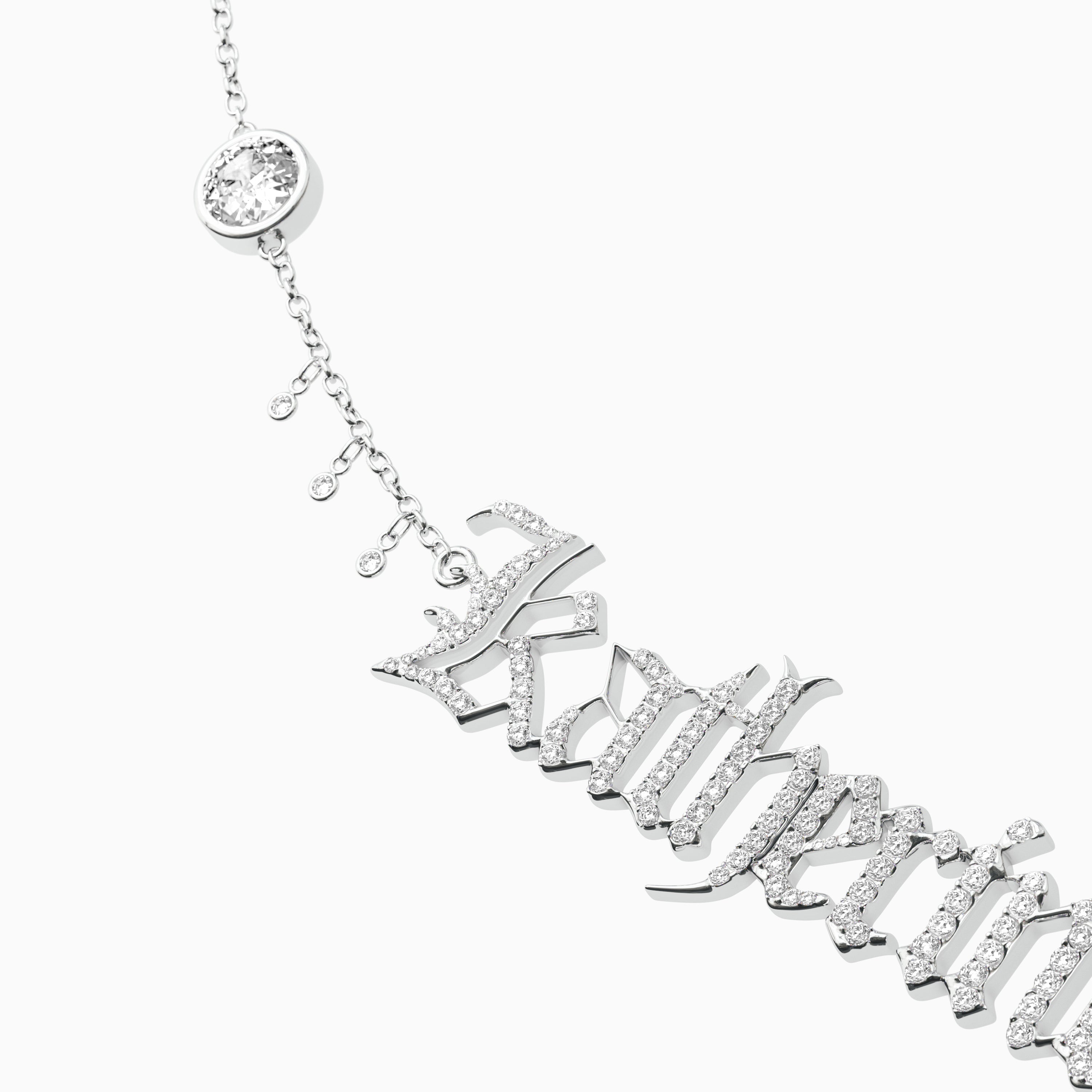 Signature Necklace - Single - Diamond Encrusted - Round Diamond Trinkets and Diamond Droplets