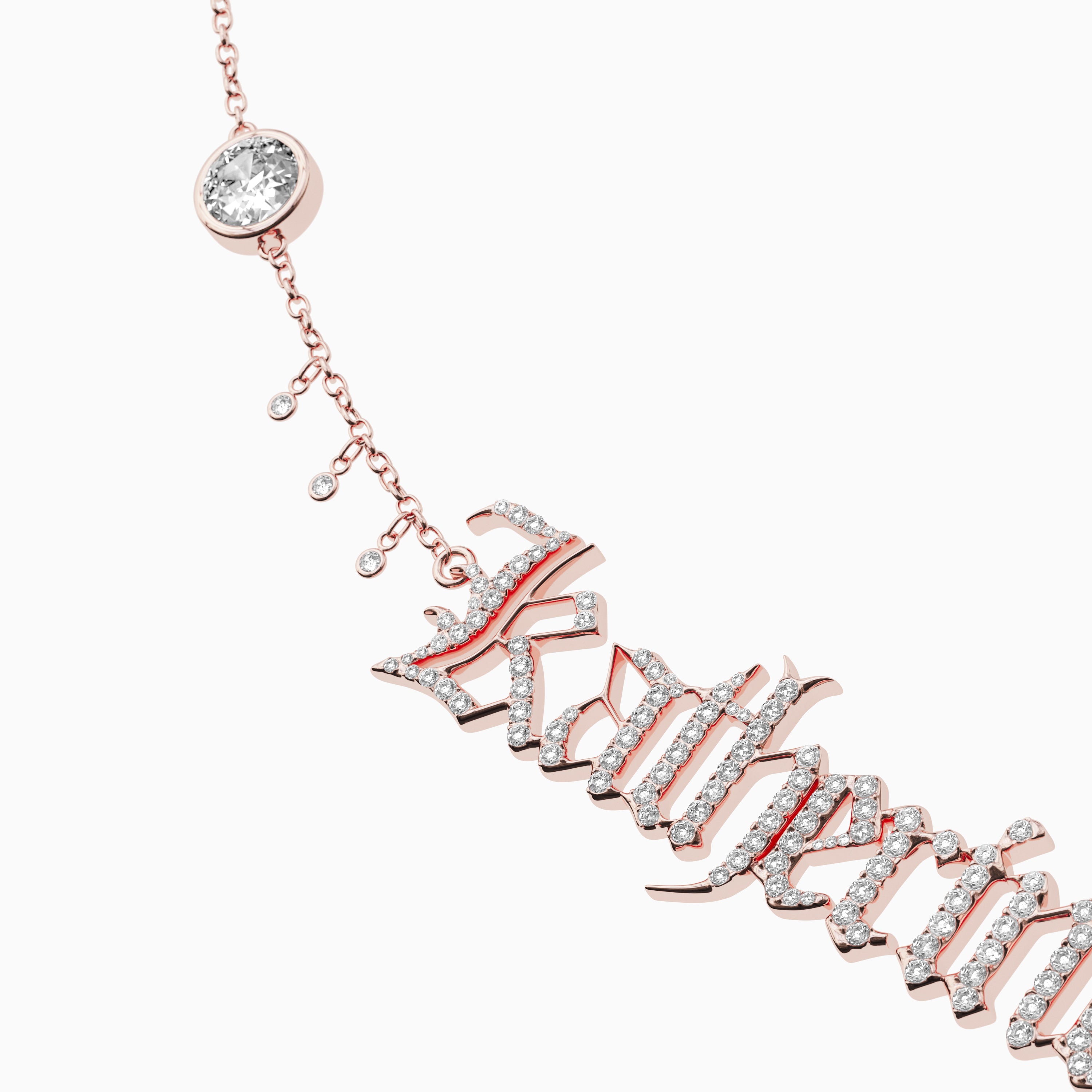 Signature Necklace - Single - Diamond Encrusted - Round Diamond Trinkets and Diamond Droplets