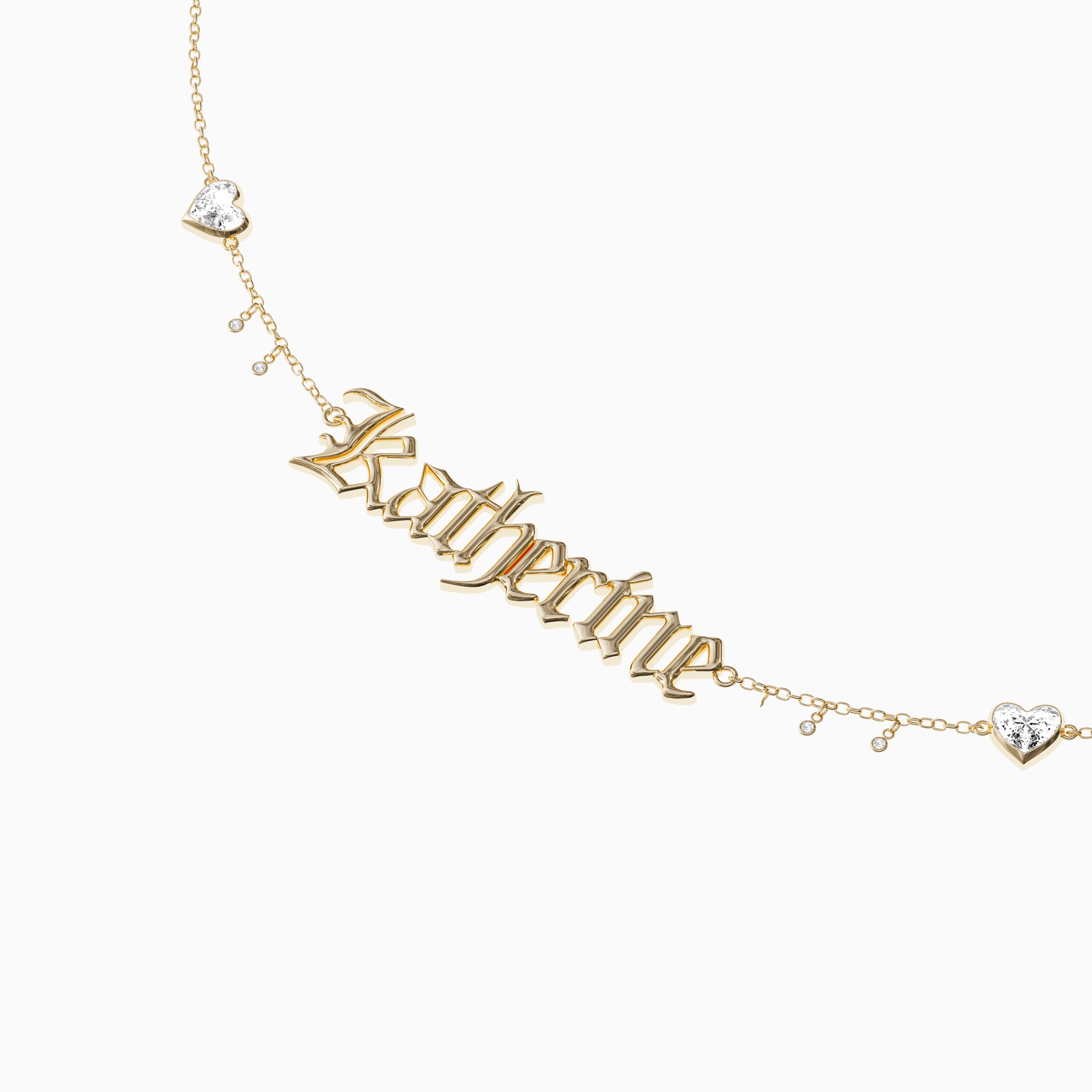 Signature Necklace - Single - Heart Diamond Trinkets and Diamond Droplets