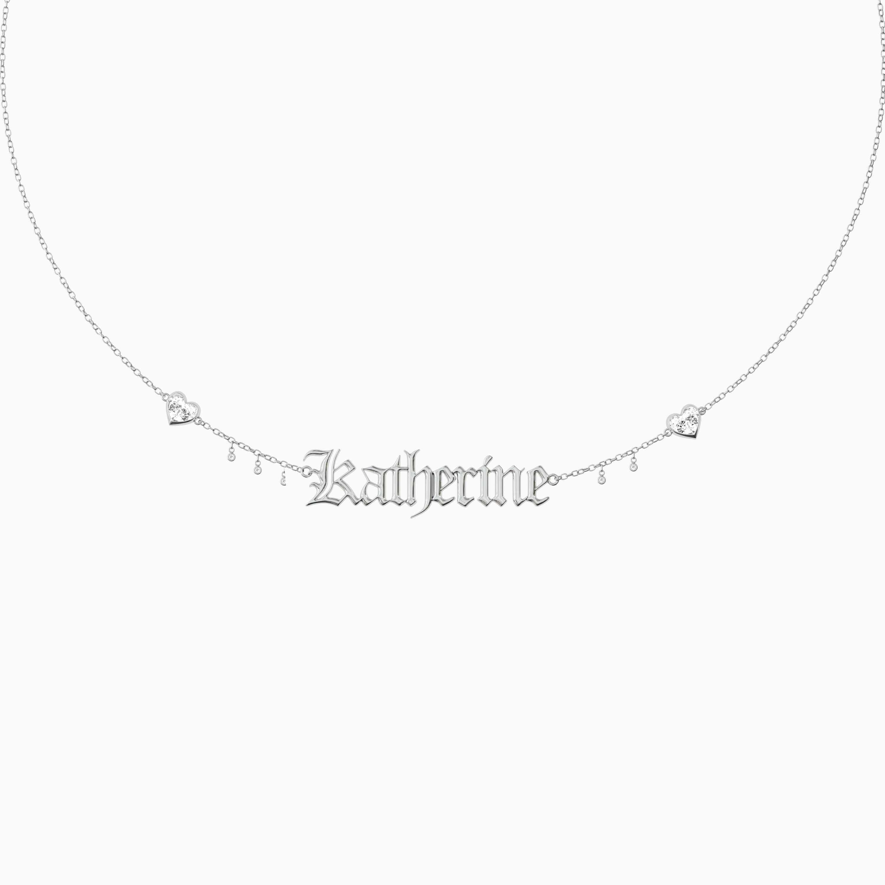 Signature Necklace - Single - Heart Diamond Trinkets and Diamond Droplets