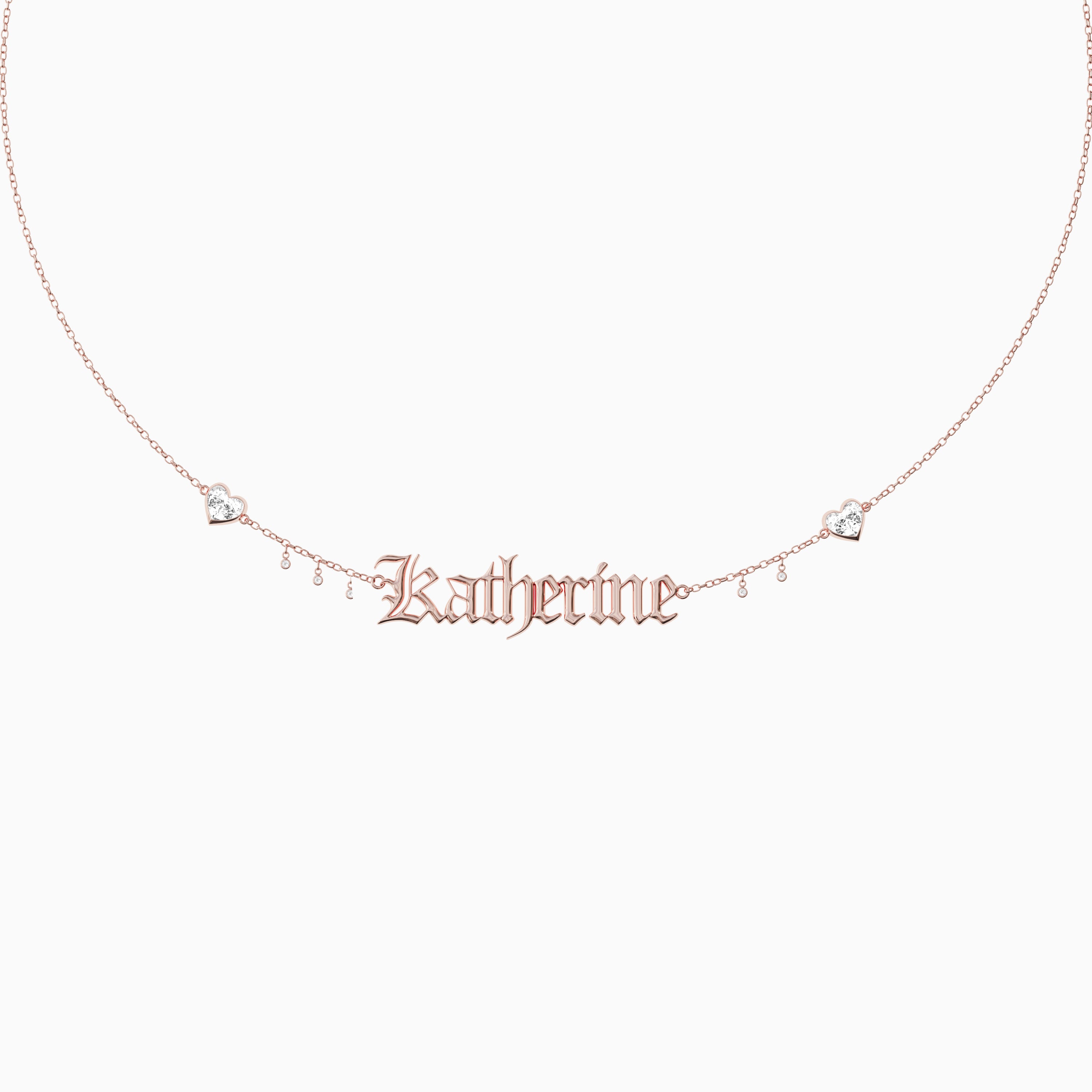 Signature Necklace - Single - Heart Diamond Trinkets and Diamond Droplets