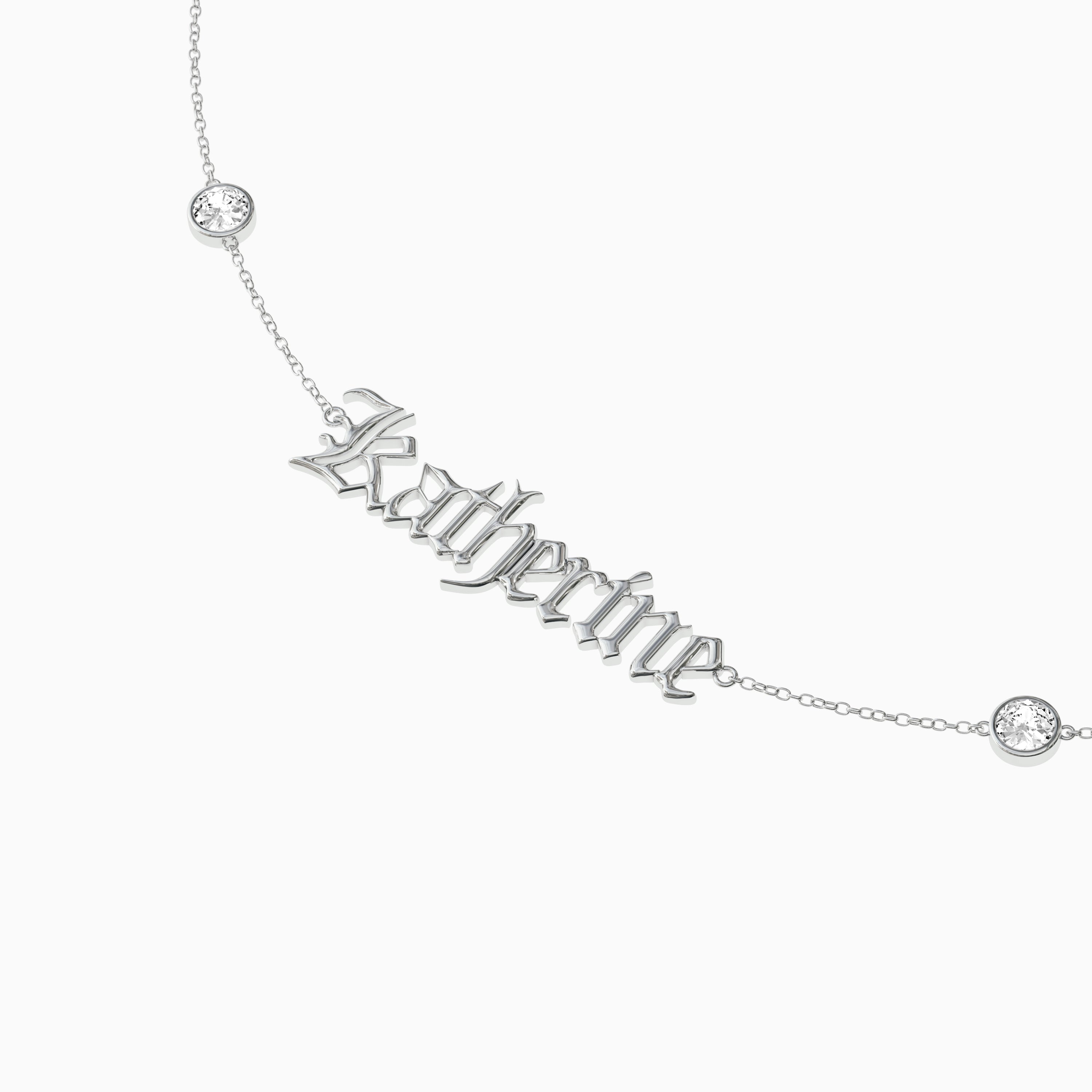 Signature Necklace - Single Name - Round Diamond Trinkets