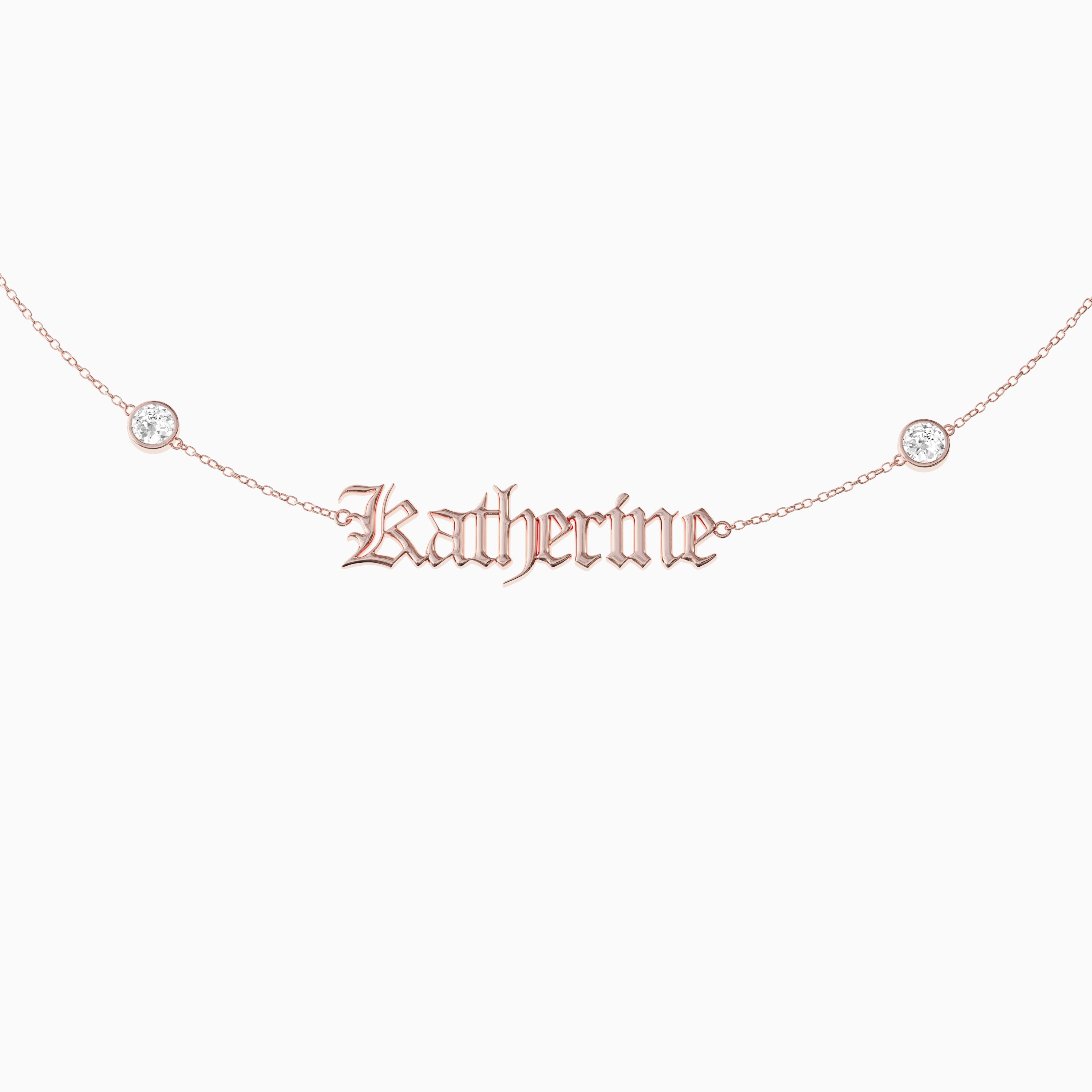 Signature Necklace - Single Name - Round Diamond Trinkets