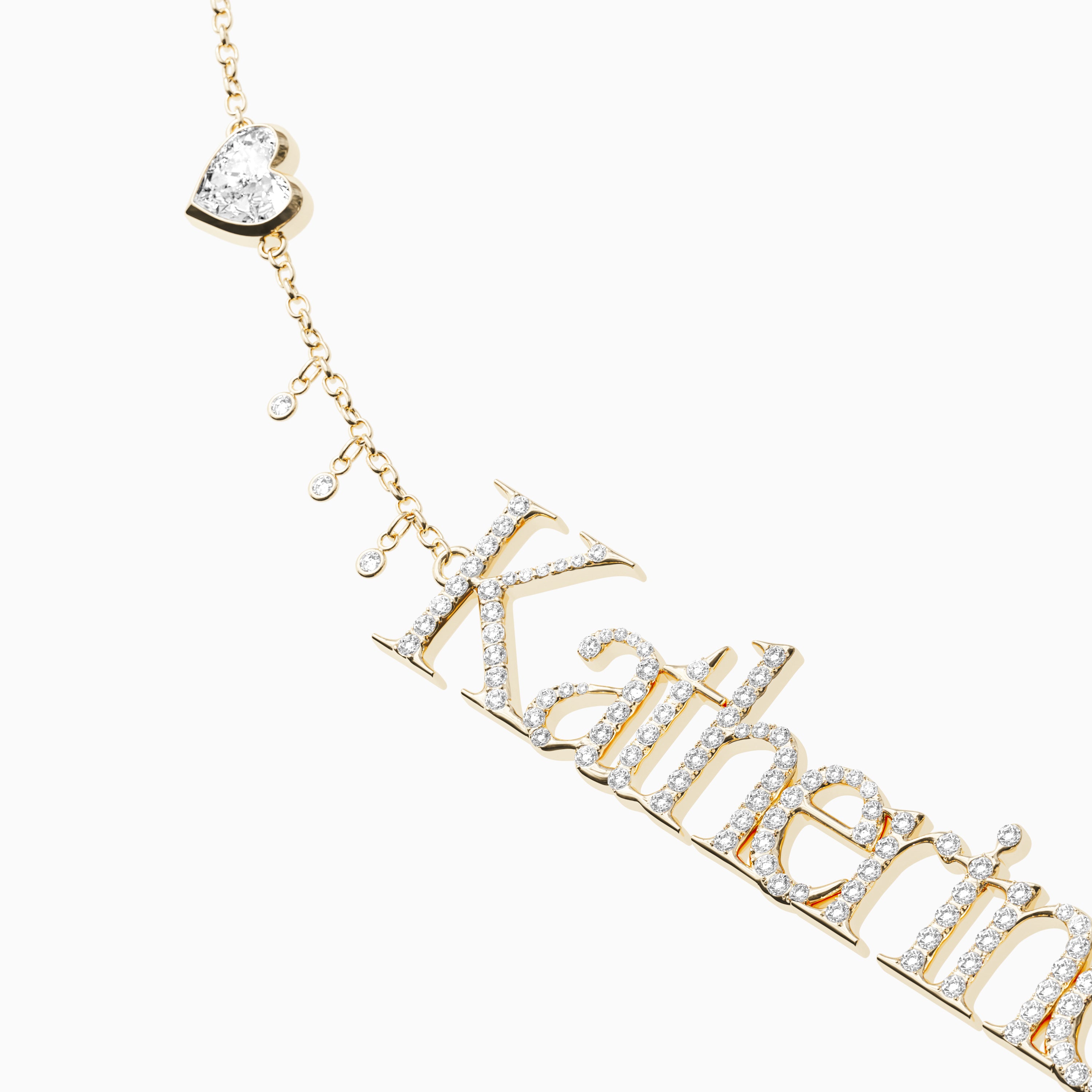 Signature Necklace - Single - Diamond Encrusted - Heart Diamond Trinkets and Diamond Droplets