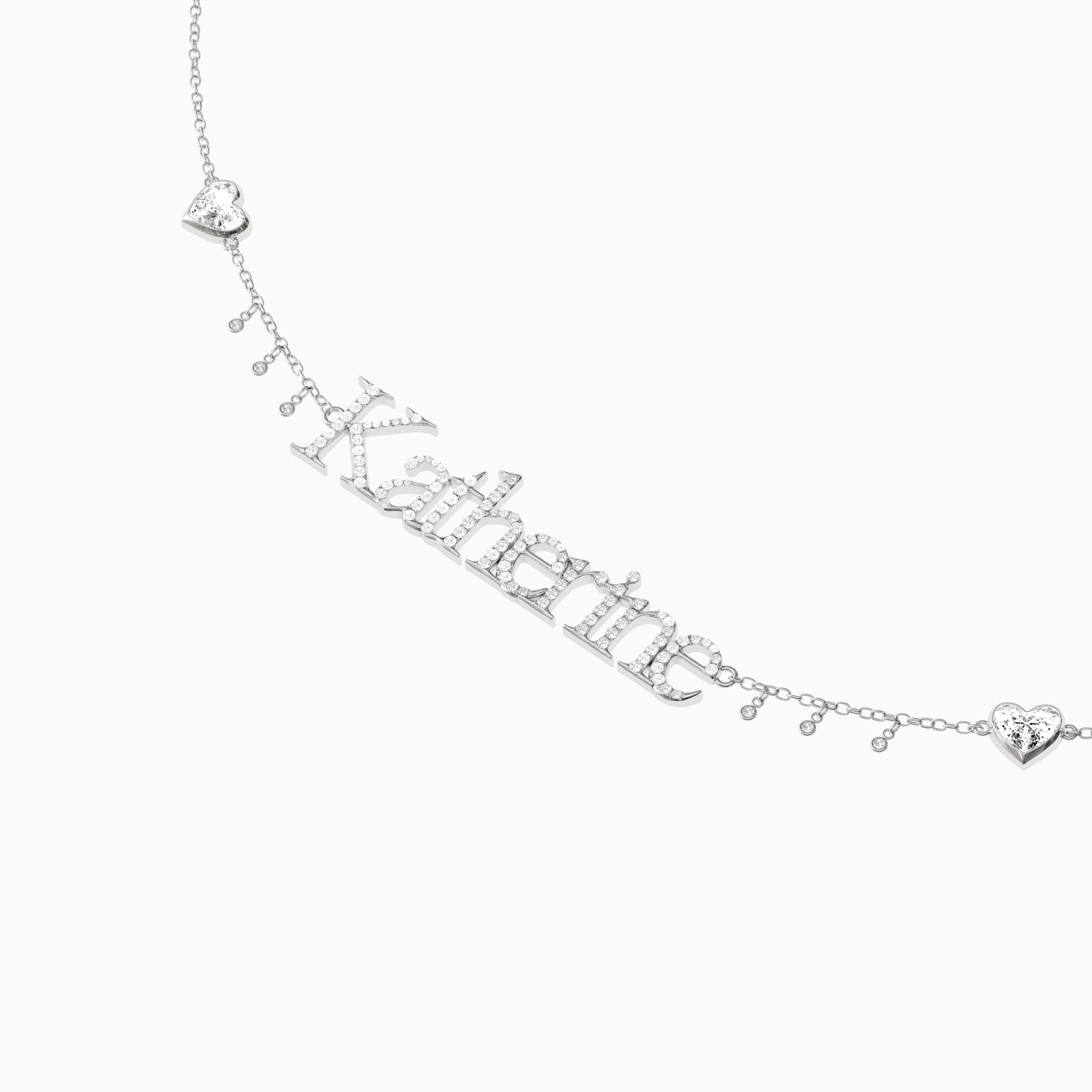 Signature Necklace - Single - Diamond Encrusted - Heart Diamond Trinkets and Diamond Droplets