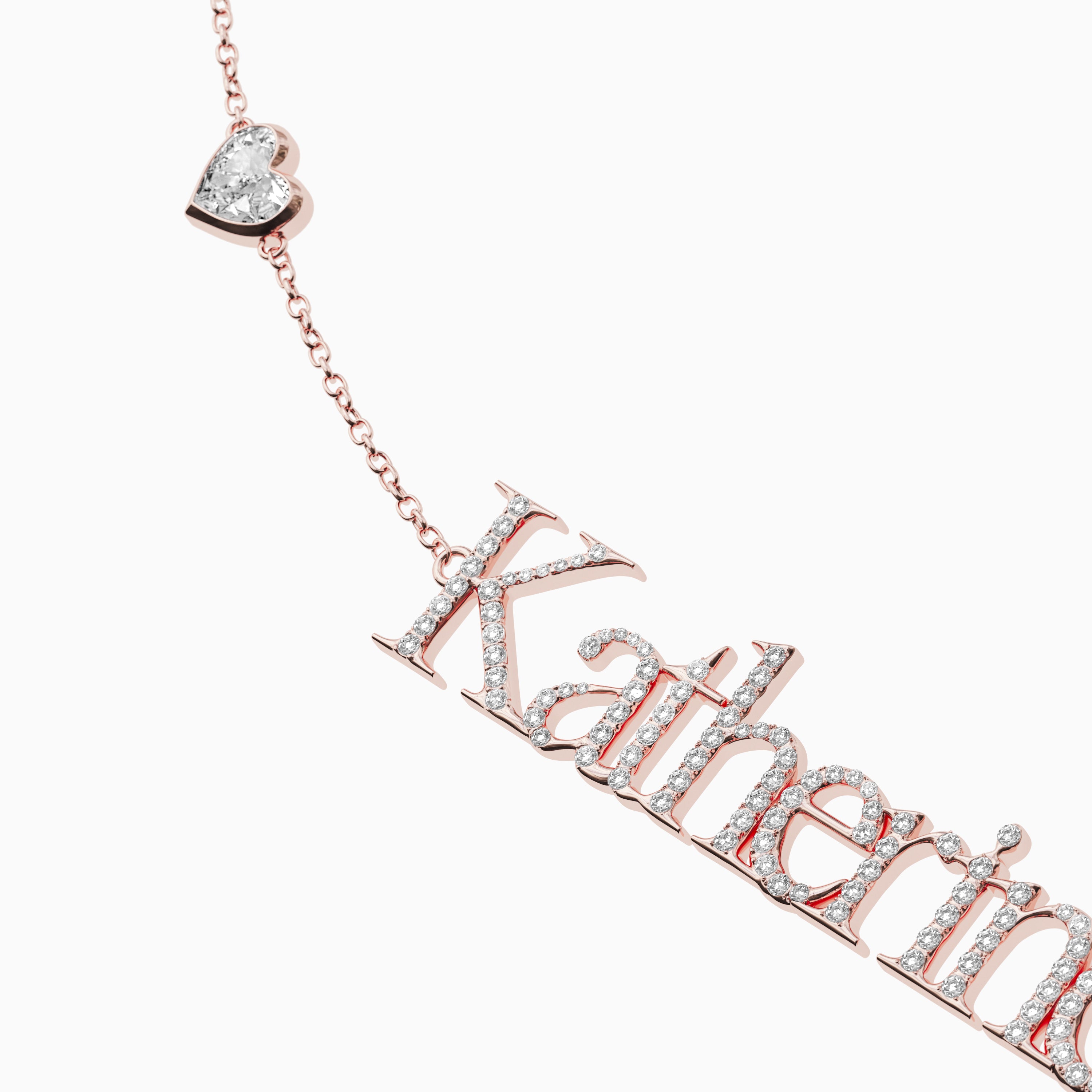 Signature Necklace - Double - Diamond Encrusted - Heart Diamond Trinket