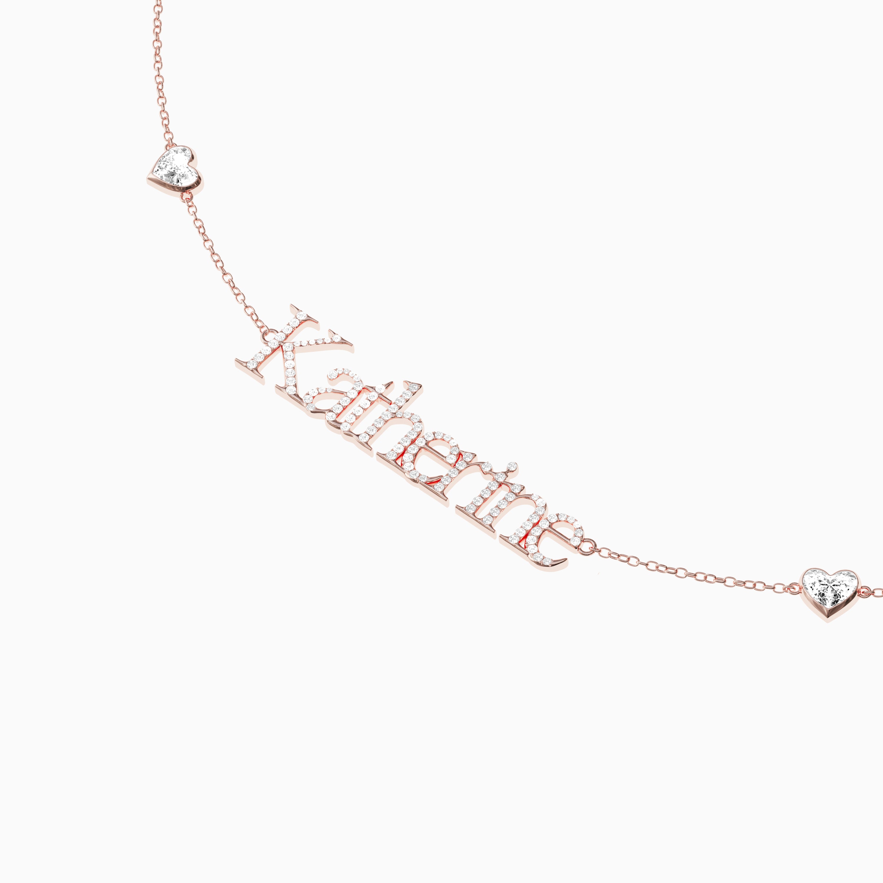 Signature Necklace - Triple - Diamond Encrusted - Heart Diamond Trinkets