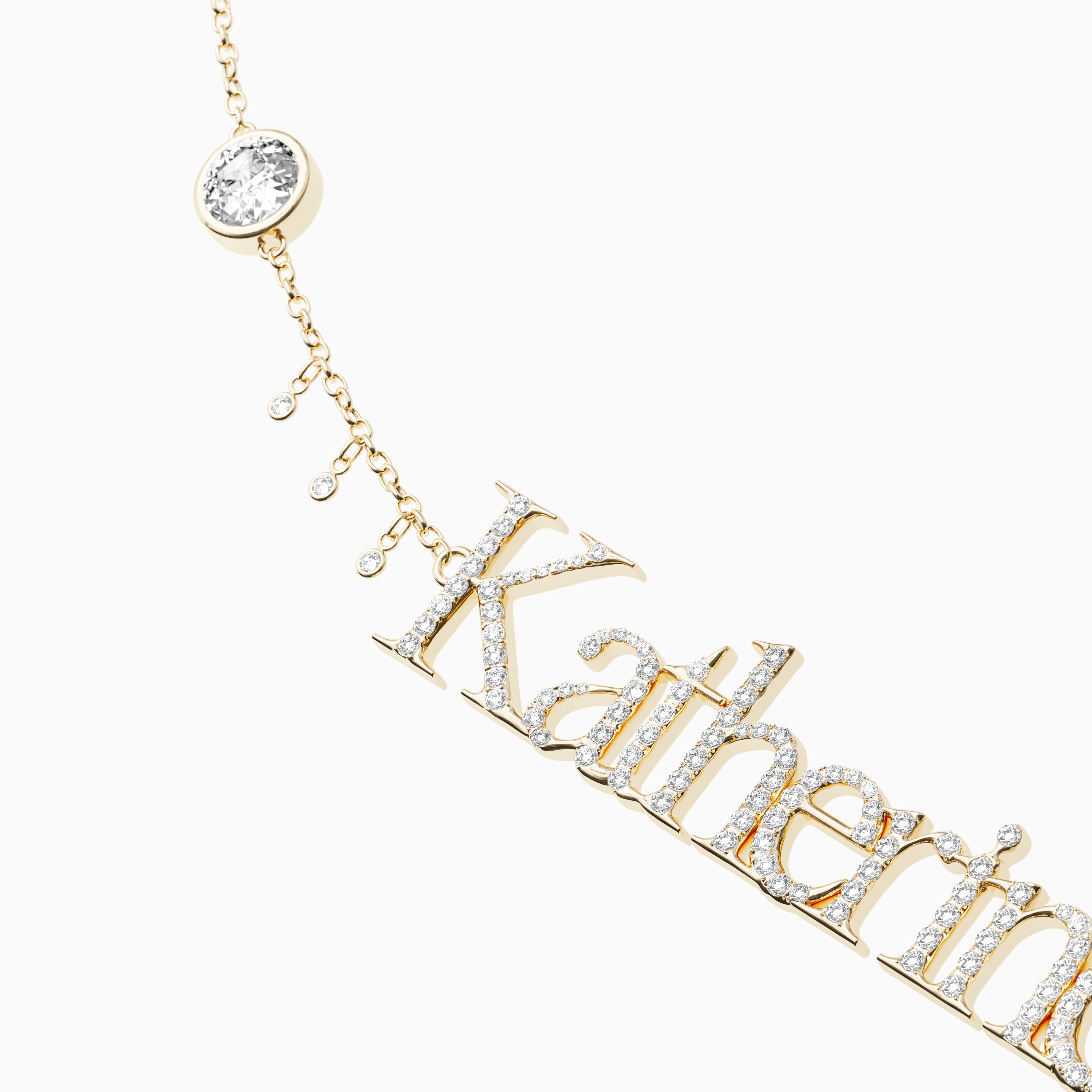 Signature Necklace - Single - Diamond Encrusted - Round Diamond Trinkets and Diamond Droplets