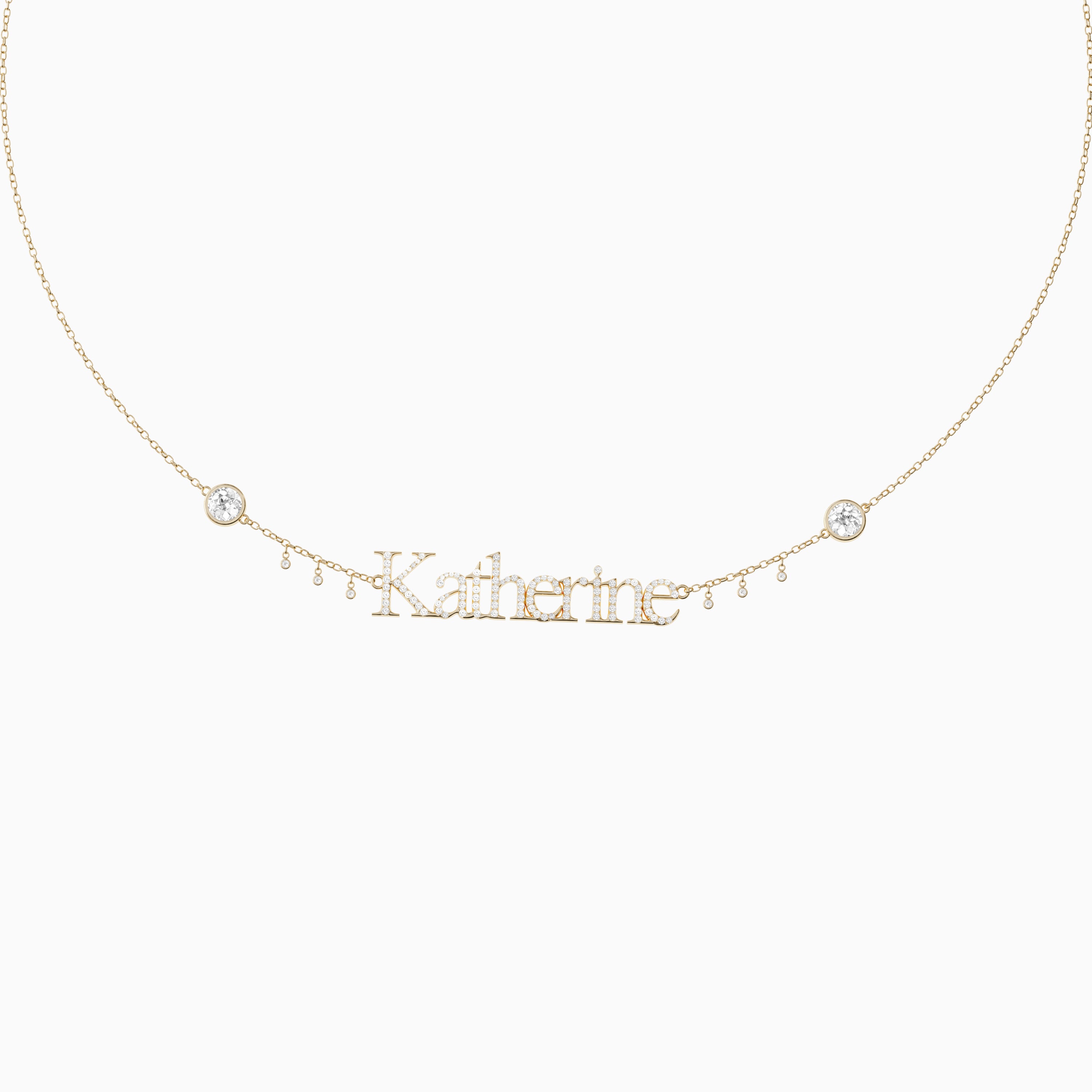 Signature Necklace - Single - Diamond Encrusted - Round Diamond Trinkets and Diamond Droplets