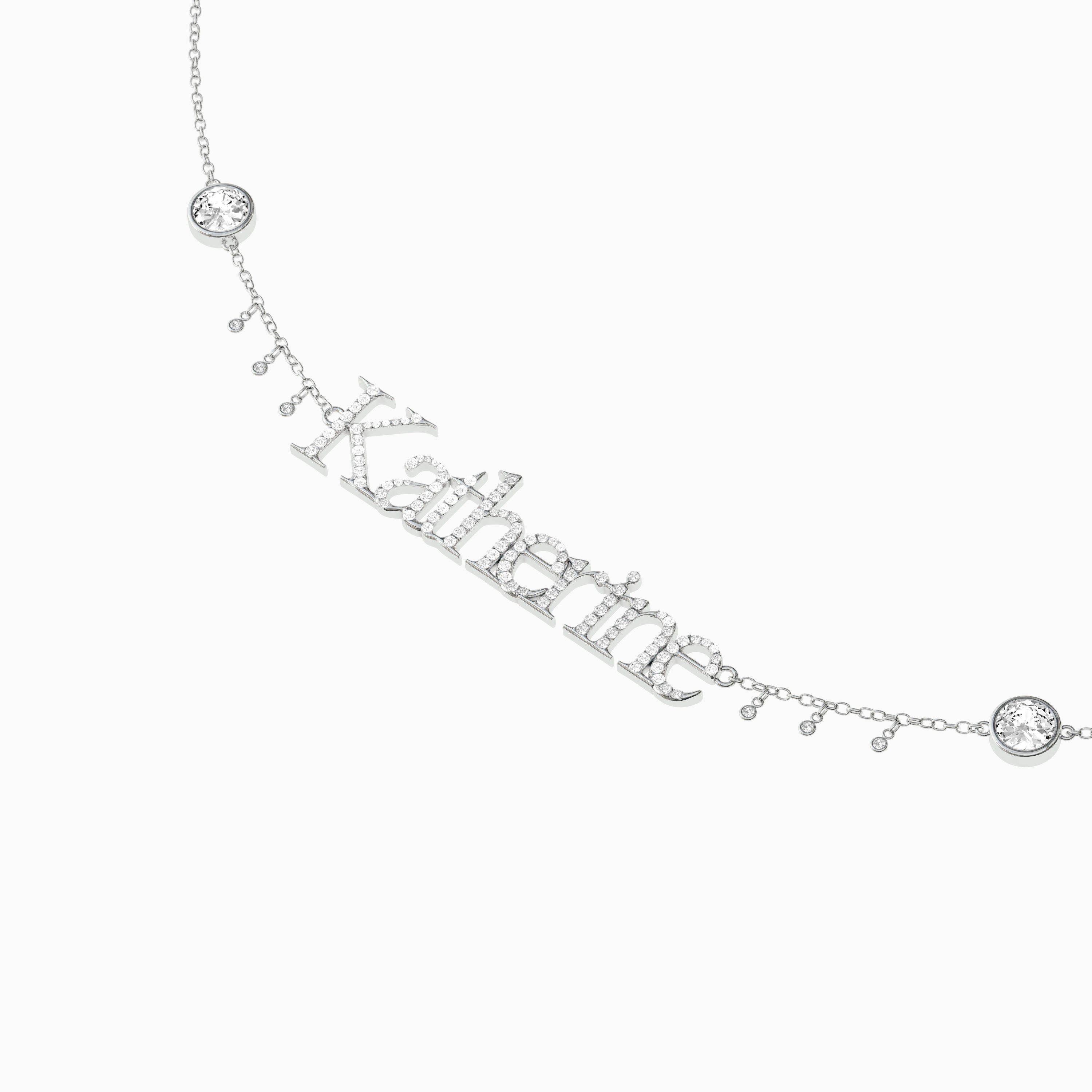 Signature Necklace - Single - Diamond Encrusted - Round Diamond Trinkets and Diamond Droplets