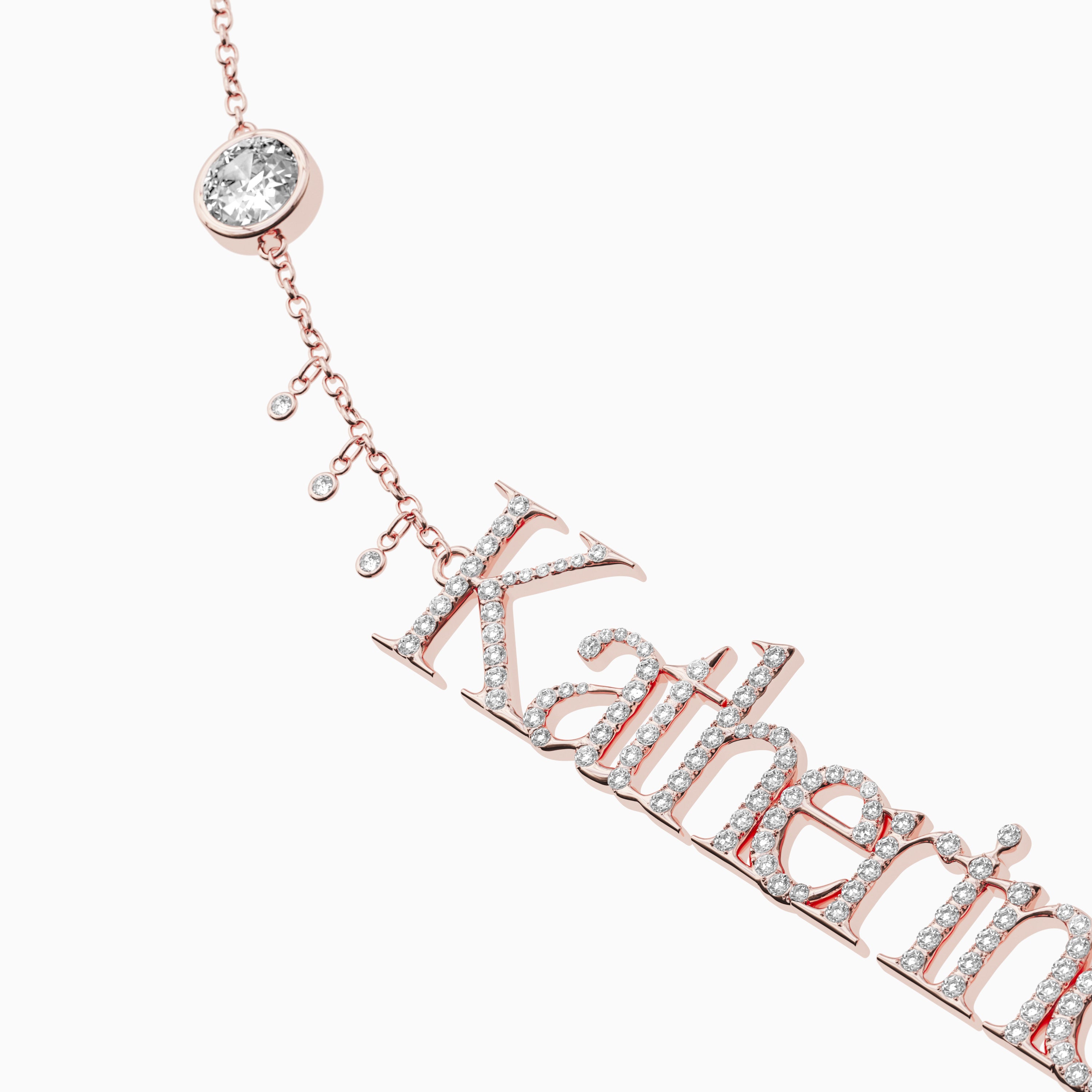 Signature Necklace - Single - Diamond Encrusted - Round Diamond Trinkets and Diamond Droplets