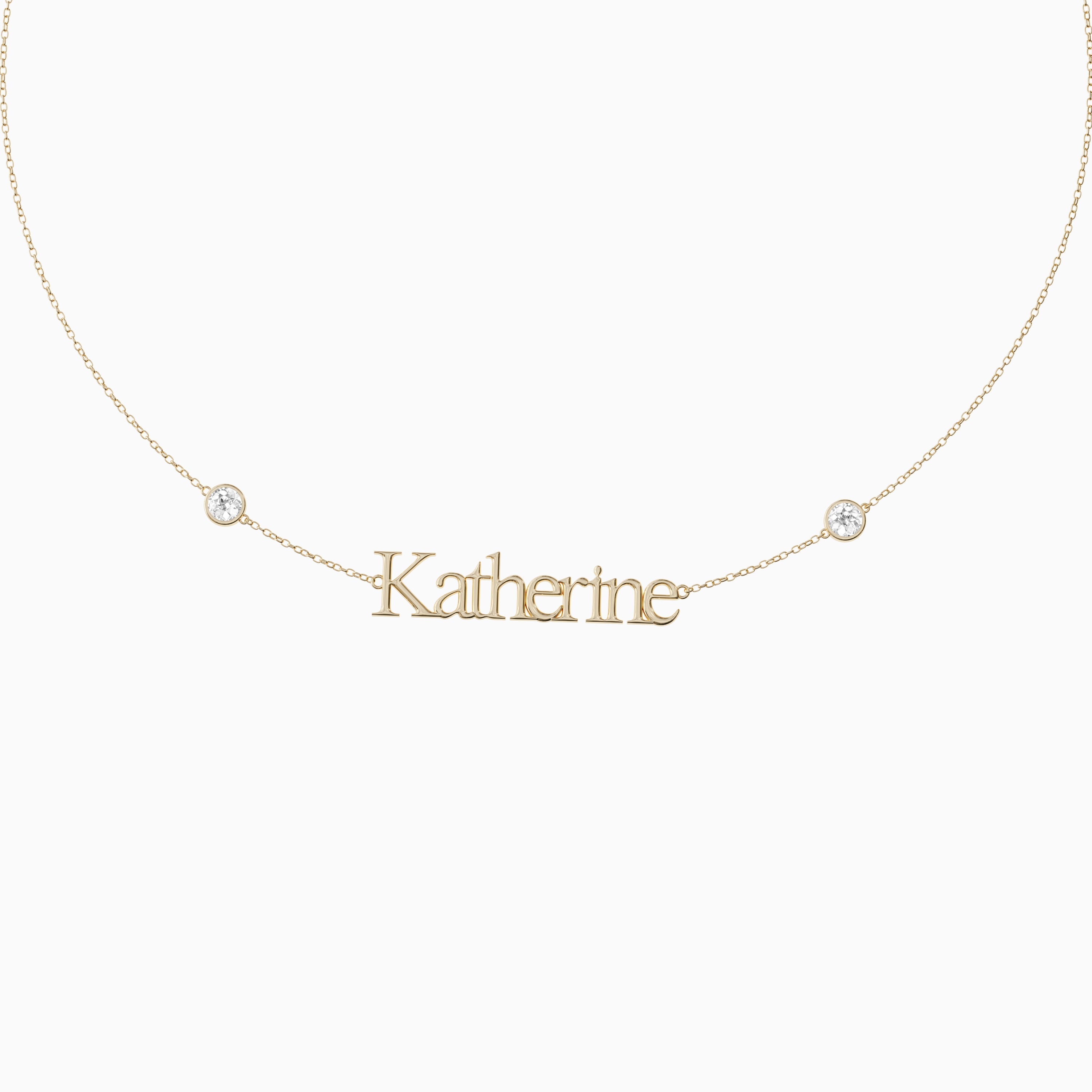 Signature Necklace - Single Name - Round Diamond Trinkets