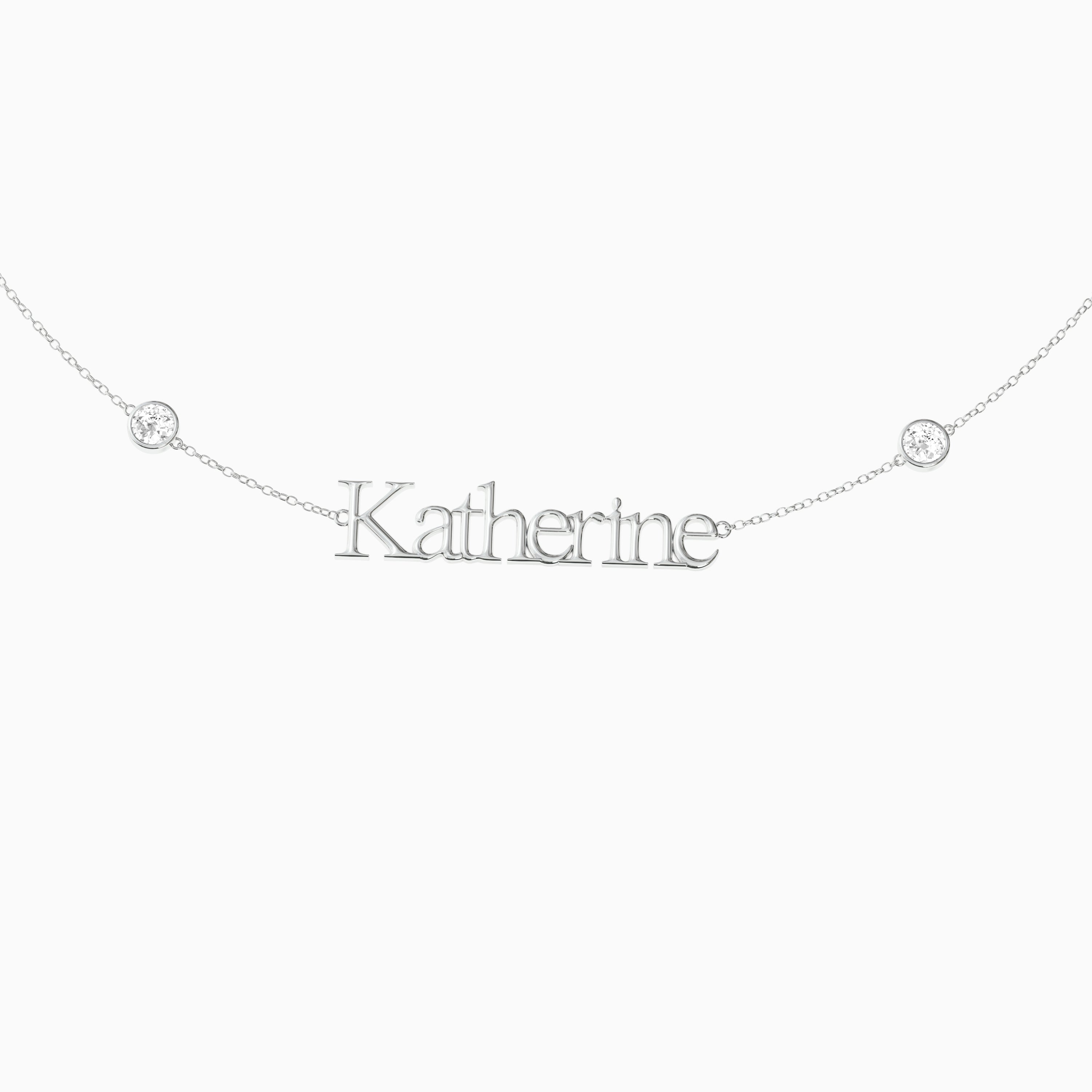 Signature Necklace - Single Name - Round Diamond Trinkets