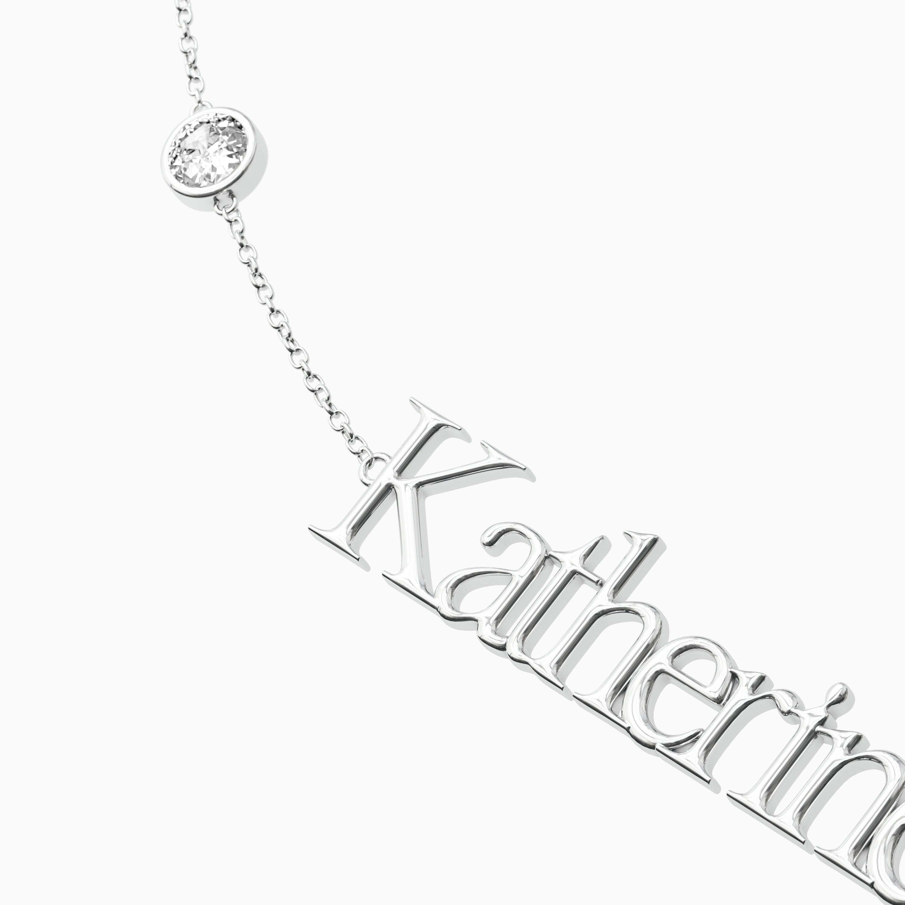 Signature Necklace - Single Name - Round Diamond Trinkets