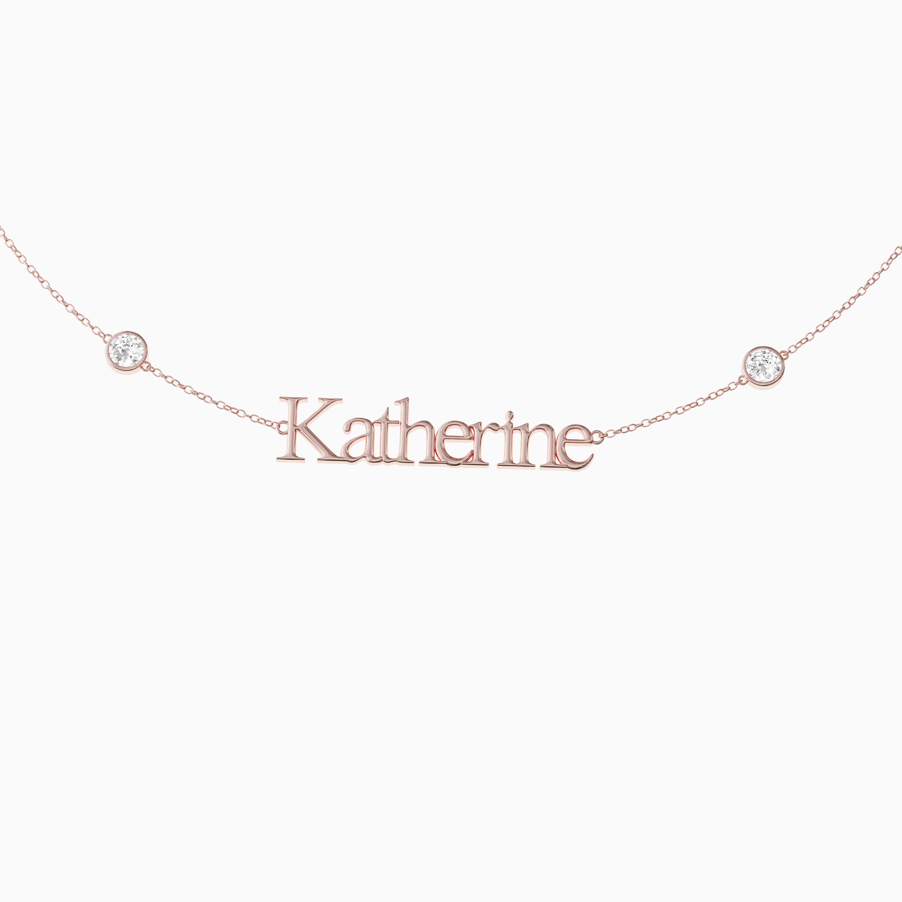 Signature Necklace - Single Name - Round Diamond Trinkets